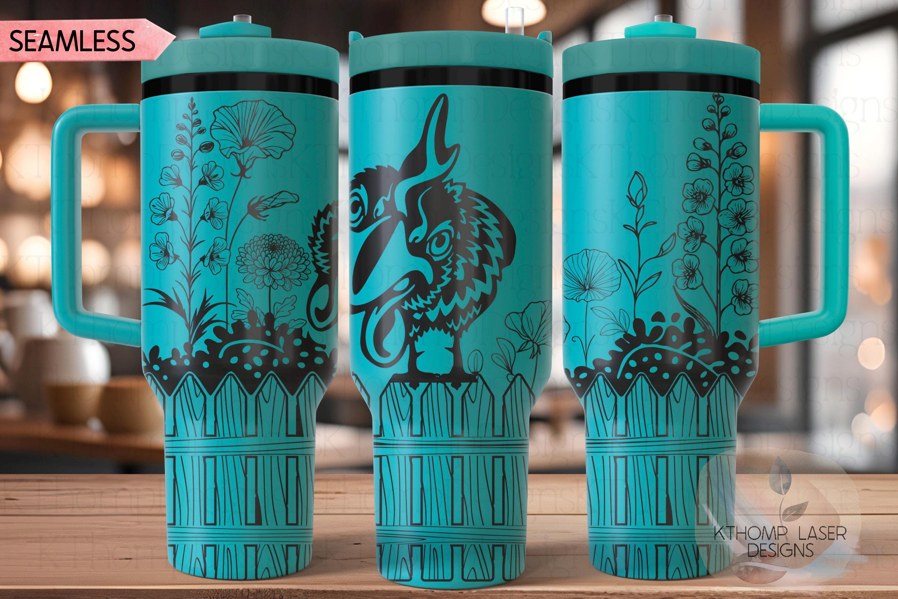 Peeking Rooster Tumbler Wrap SVG | 40oz Laser Engraving File | Rotary Ready Digital Design | Western Farm SVG