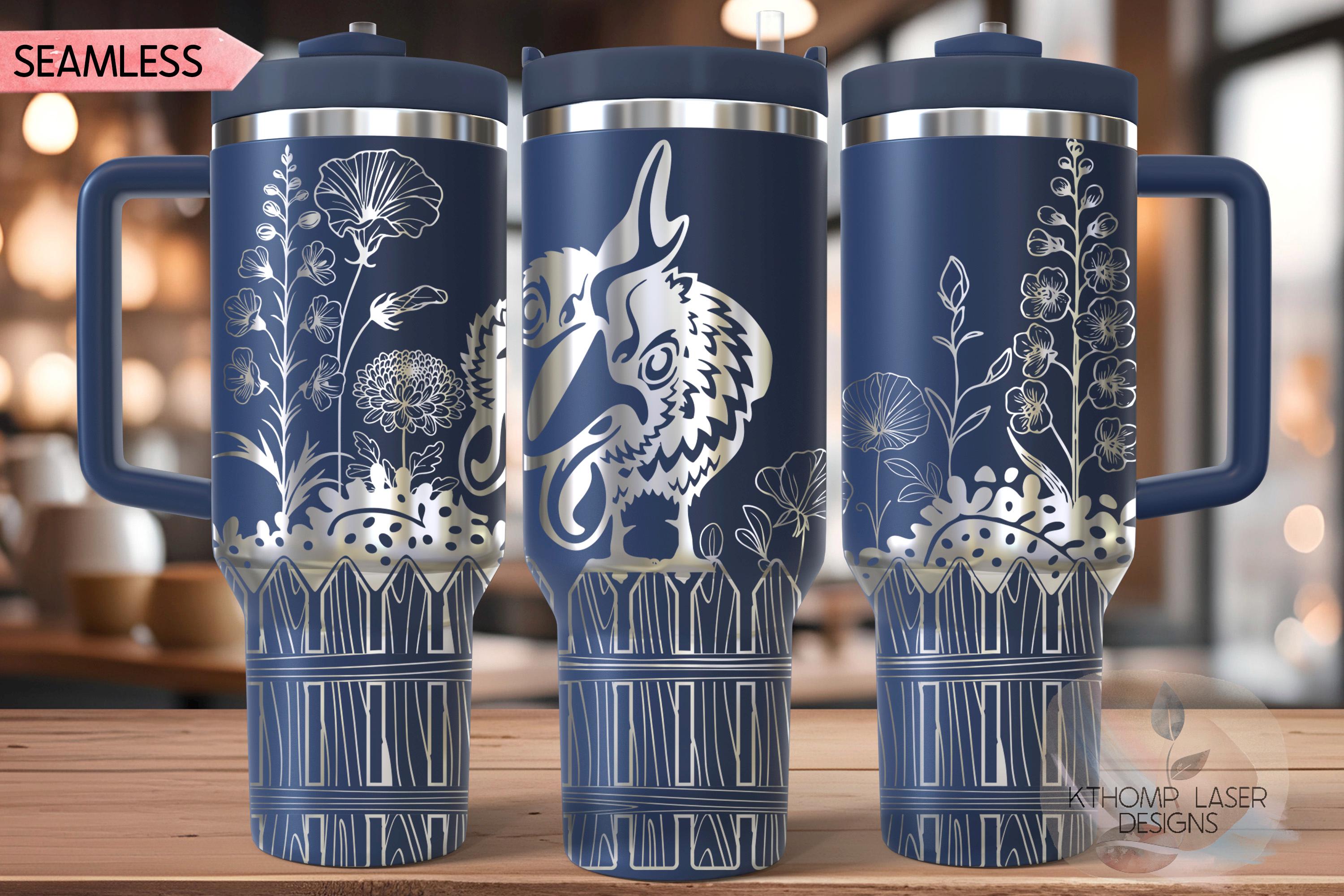 Peeking Rooster Tumbler Wrap SVG | 40oz Laser Engraving File | Rotary Ready Digital Design | Western Farm SVG