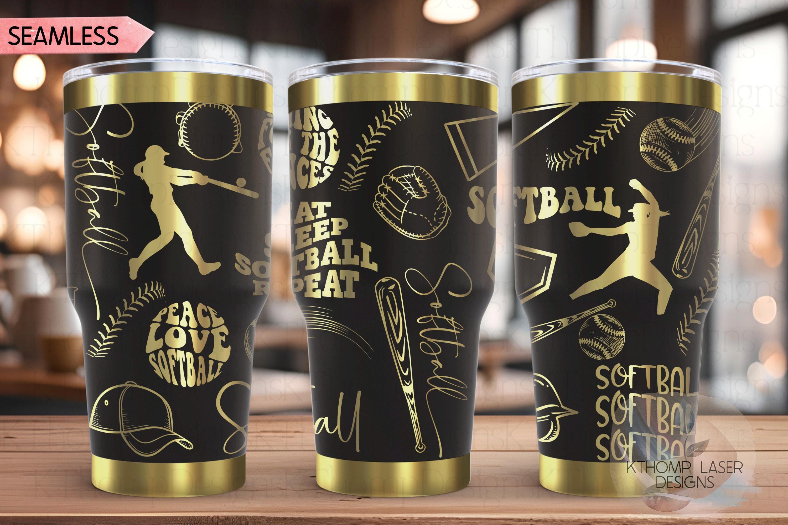 Softball Sports Tumbler Wrap SVG | 20oz and 30oz Laser Engraving File | Rotary Ready Digital Design | Sports Fan SVG