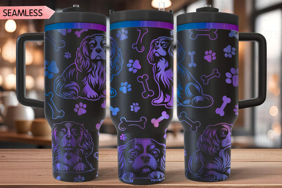 Cavalier King Charles Tumbler Wrap SVG | 40oz Laser Engraving File | Rotary Ready Digital Design | Pet Lover Gift
