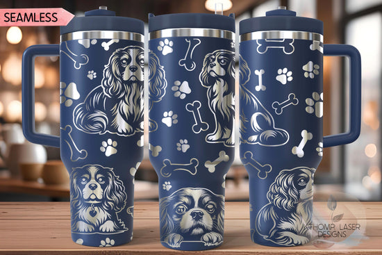 Cavalier King Charles Tumbler Wrap SVG | 40oz Laser Engraving File | Rotary Ready Digital Design | Pet Lover Gift