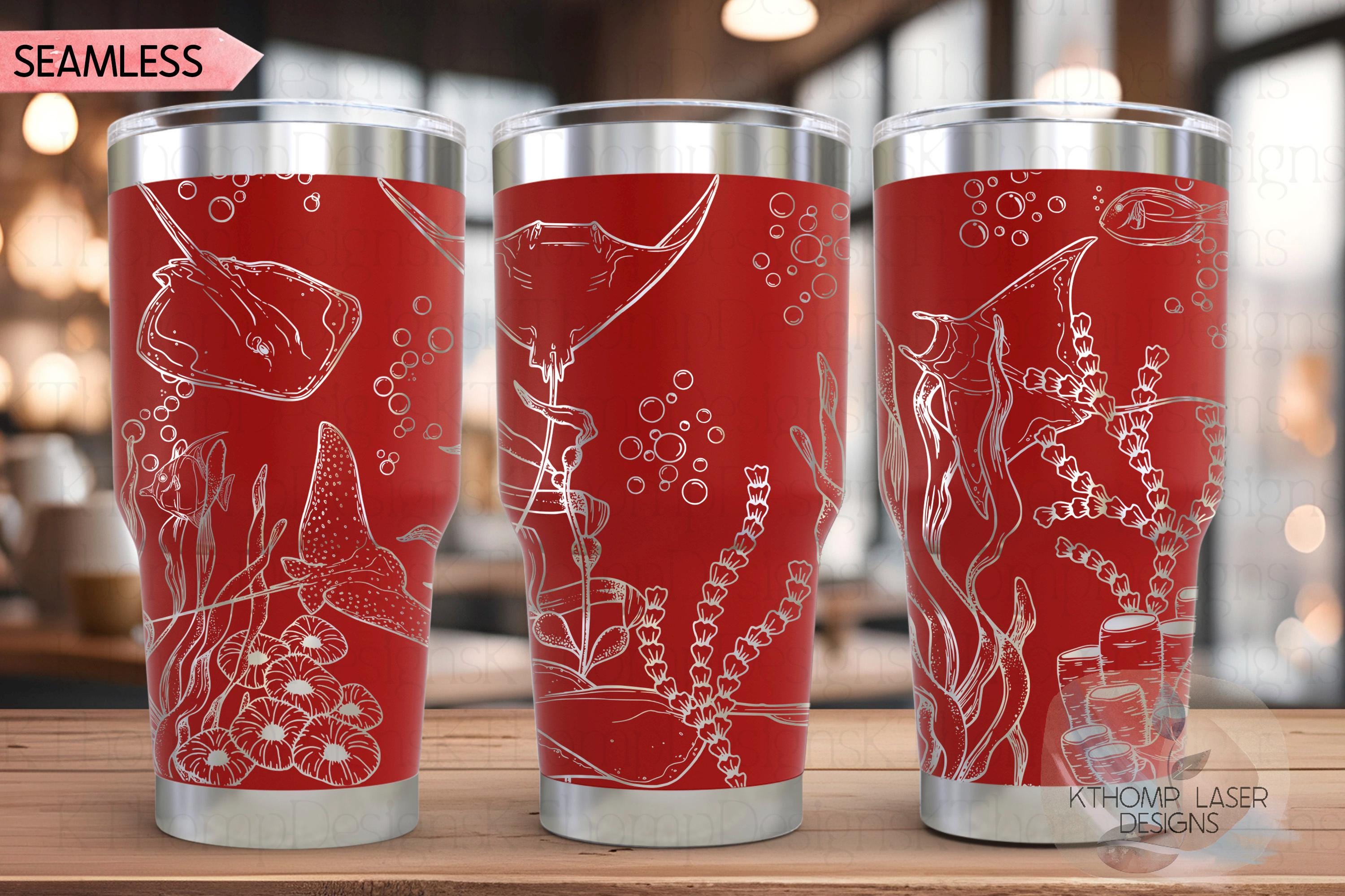 Stingrays Tumbler Wrap SVG | 20oz and 30oz Laser Engraving File | Rotary Ready Digital Design | Ocean Nautical SVG