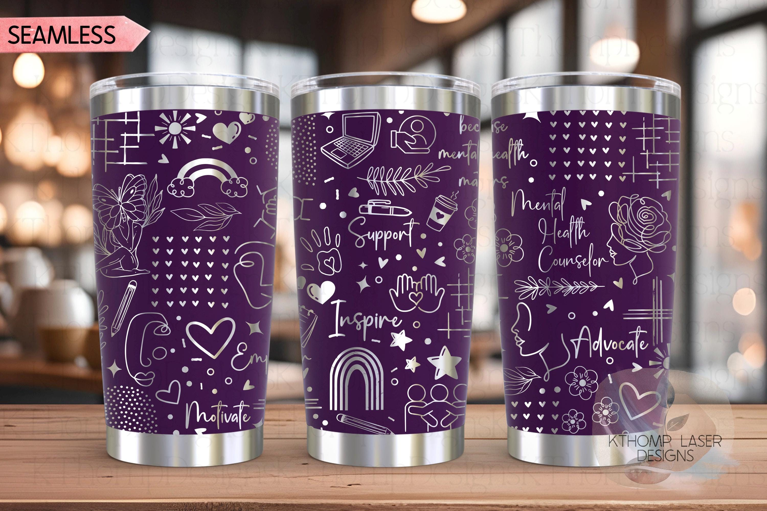 Mental Health Counselor Tumbler Wrap SVG | 20oz and 30oz Laser Engraving File | Rotary Ready Digital Design | Career Gift SVG