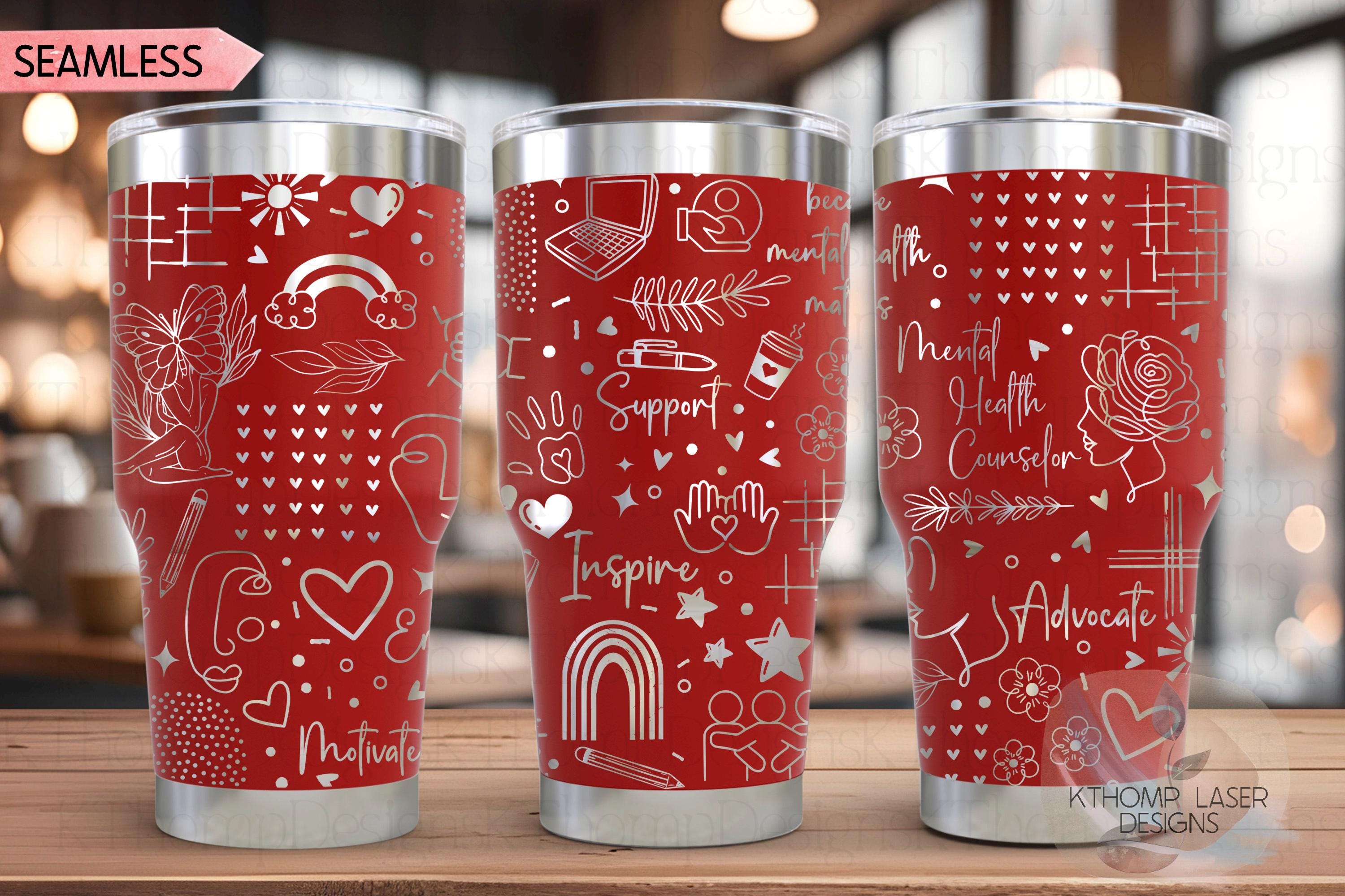 Mental Health Counselor Tumbler Wrap SVG | 20oz and 30oz Laser Engraving File | Rotary Ready Digital Design | Career Gift SVG