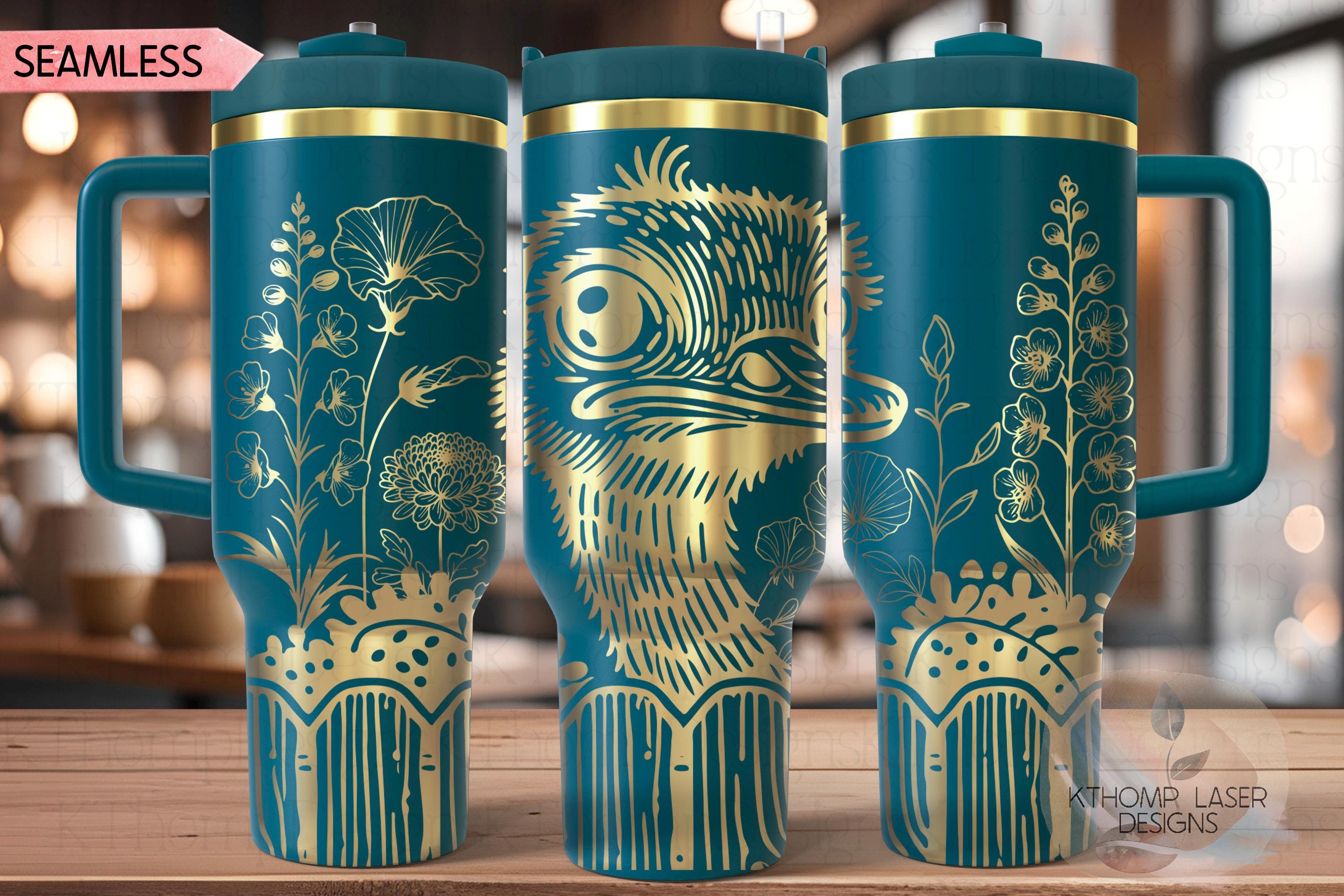 Peeking Ostrich Tumbler Wrap SVG | 40oz Laser Engraving File | Rotary Ready Digital Design | Western Farm SVG