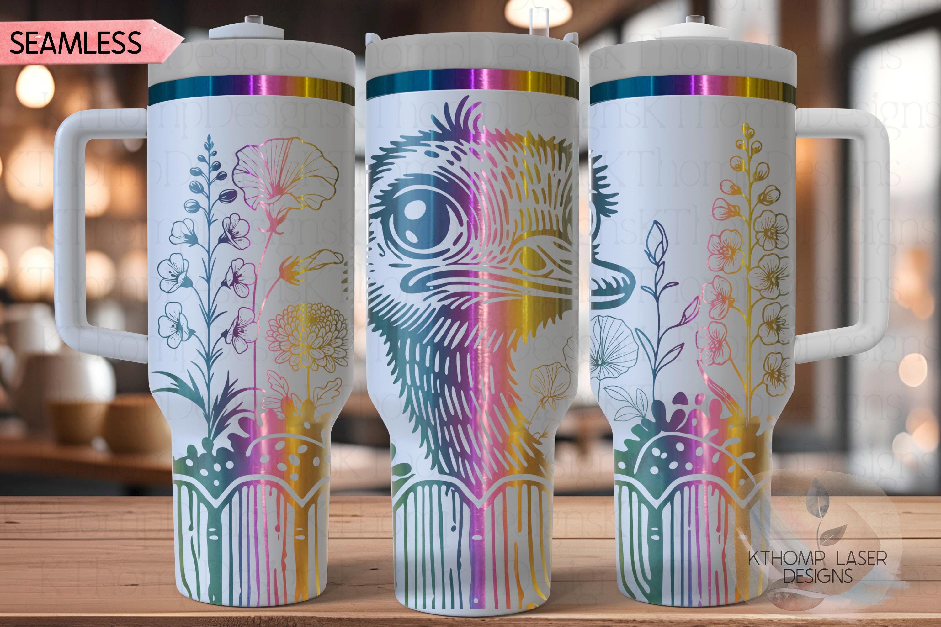 Peeking Ostrich Tumbler Wrap SVG | 40oz Laser Engraving File | Rotary Ready Digital Design | Western Farm SVG