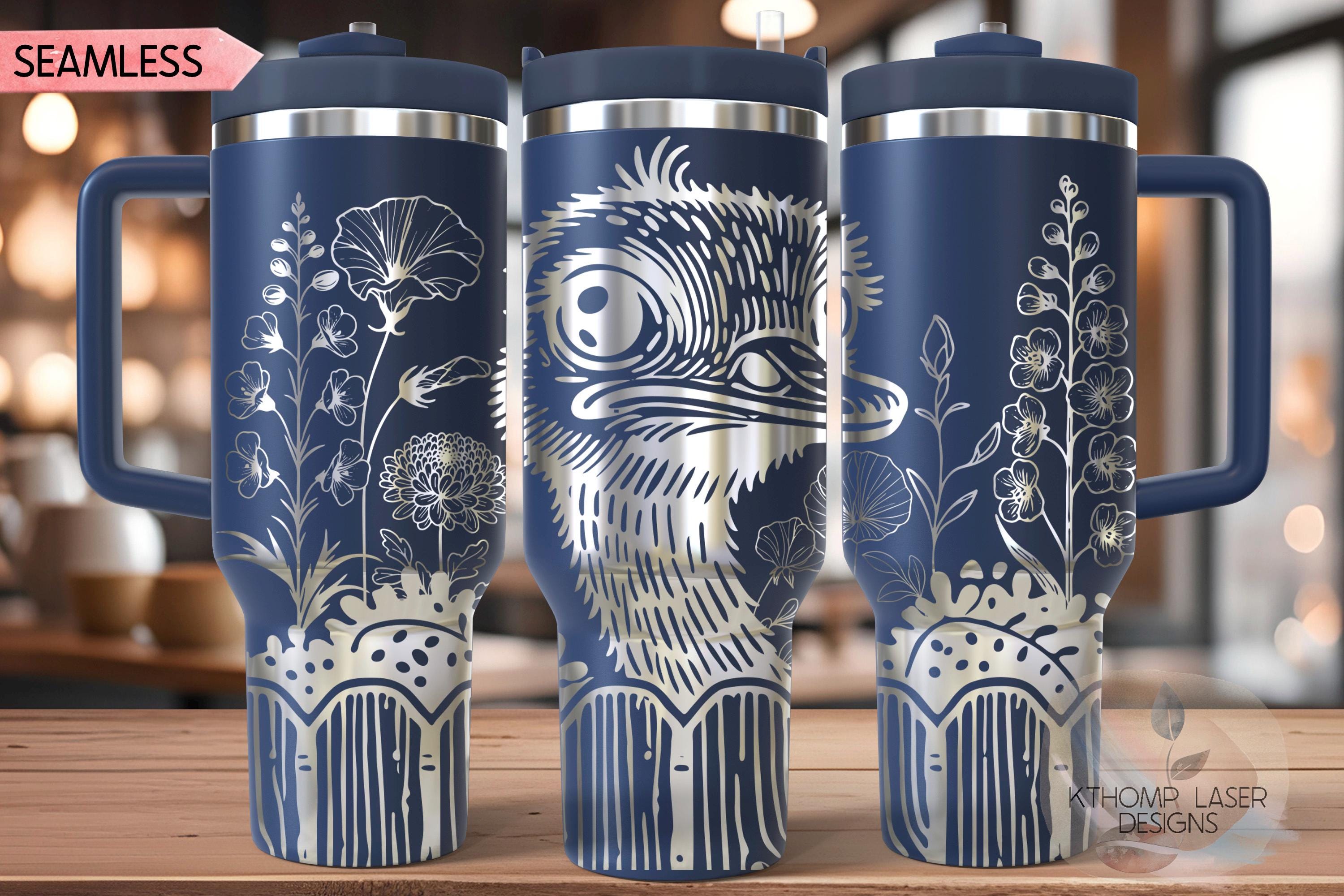 Peeking Ostrich Tumbler Wrap SVG | 40oz Laser Engraving File | Rotary Ready Digital Design | Western Farm SVG