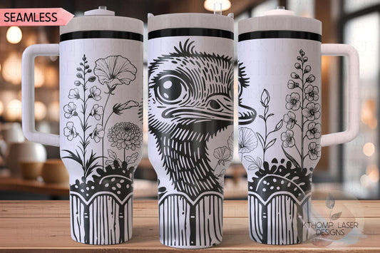 Peeking Ostrich Tumbler Wrap SVG | 40oz Laser Engraving File | Rotary Ready Digital Design | Western Farm SVG