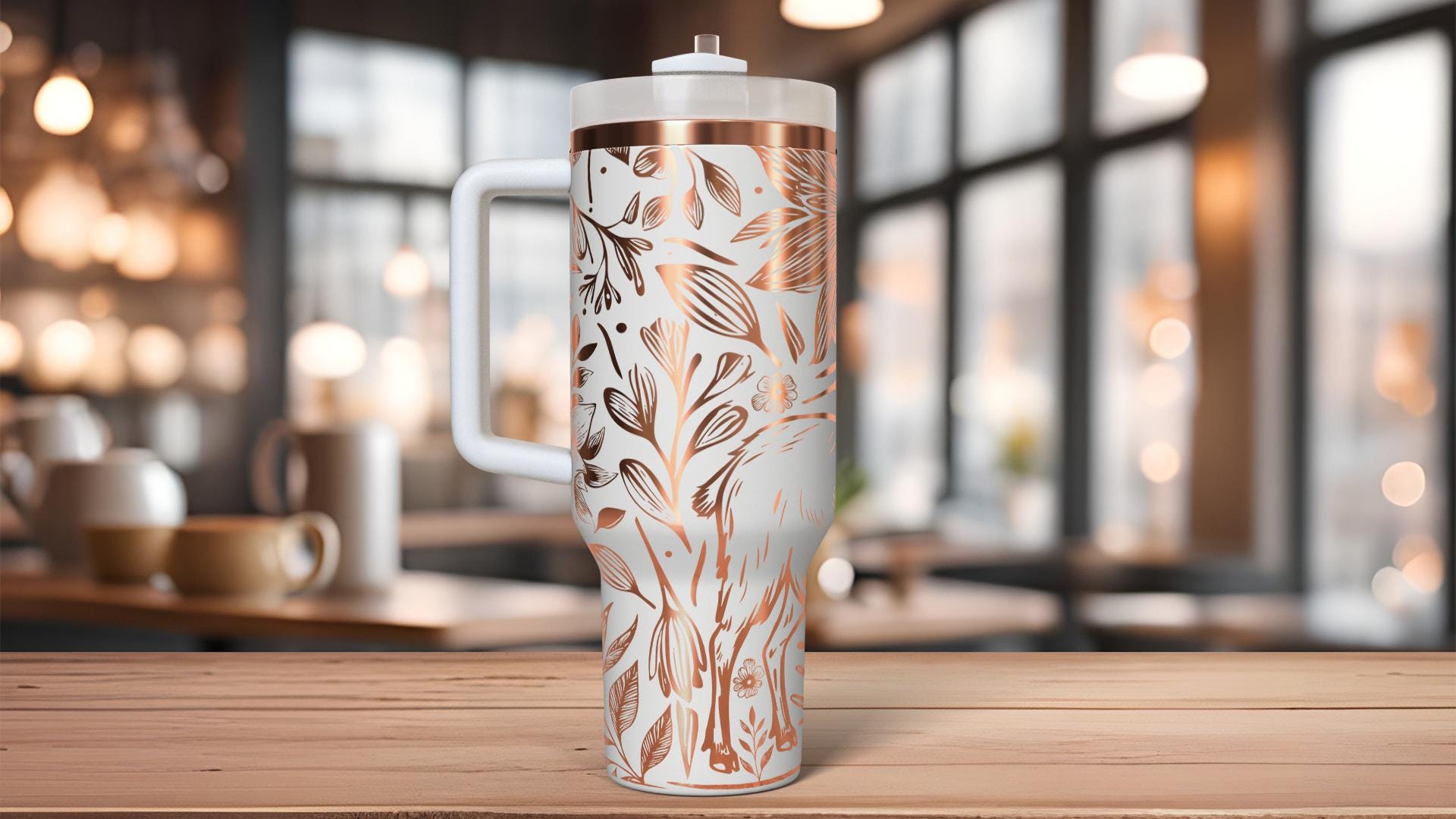 Floral Goat Tumbler Wrap SVG | 40oz Laser Engraving File | Rotary Ready Digital Design | Western Farm SVG