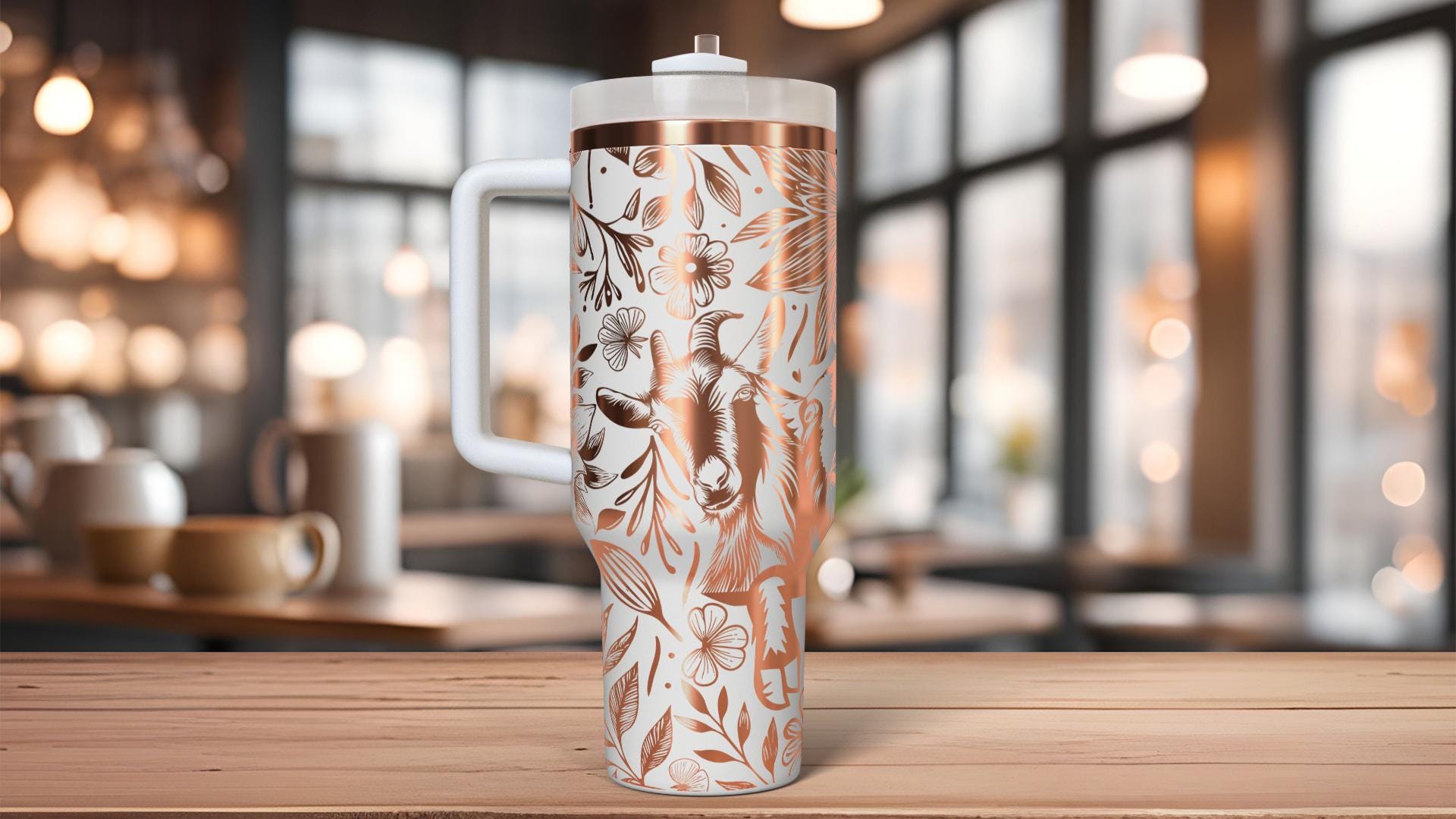 Three Goats In Flowers Tumbler Wrap SVG | 40oz Laser Engraving File | Rotary Ready Digital Design | Western Farm SVG