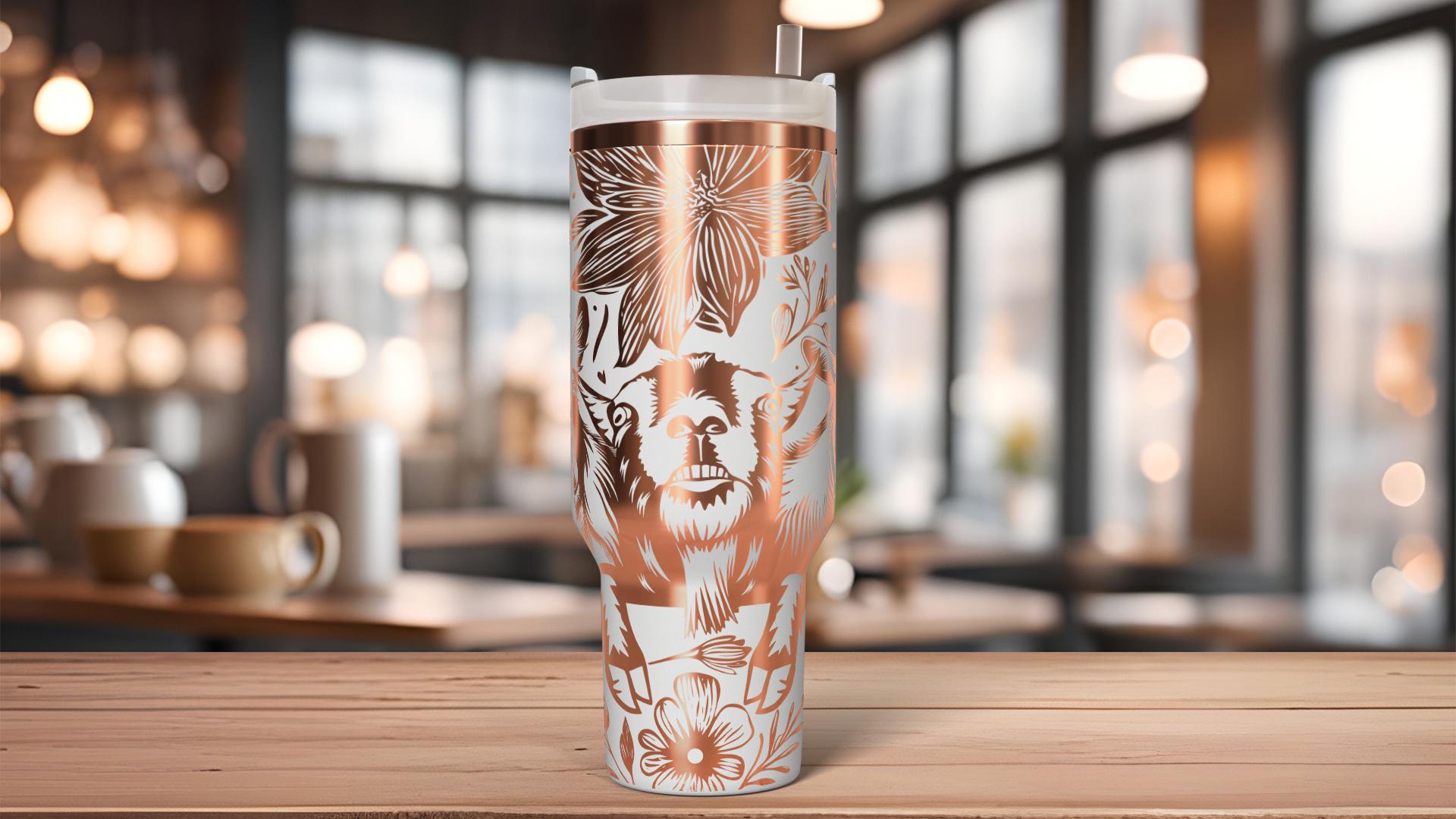 Three Goats In Flowers Tumbler Wrap SVG | 40oz Laser Engraving File | Rotary Ready Digital Design | Western Farm SVG