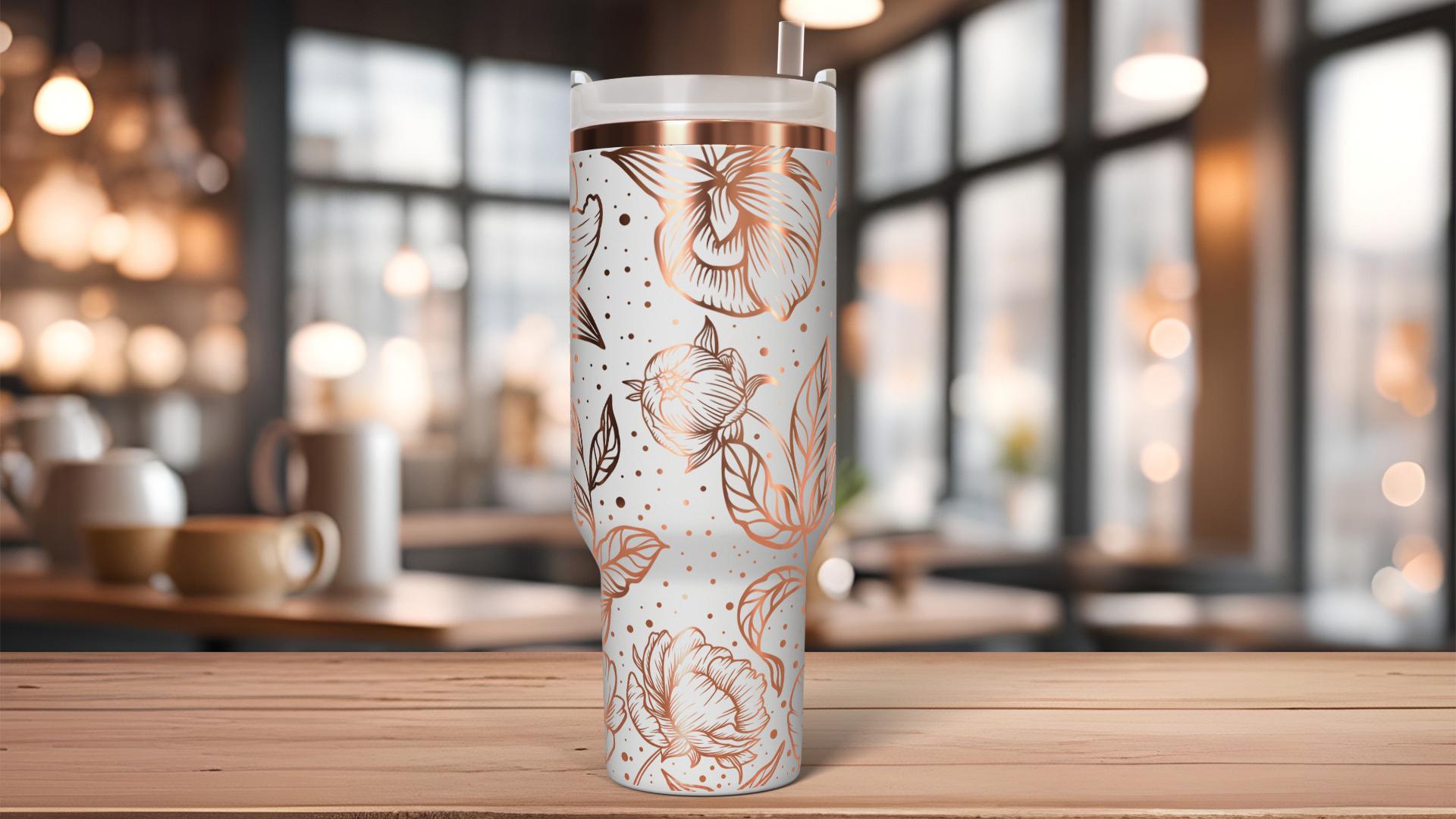 Pretty Peonies Tumbler Wrap SVG | 40oz Laser Engraving File | Rotary Engrave Digital Design | Floral SVG Design
