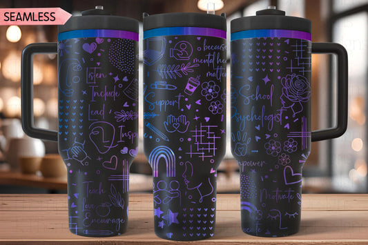 School Psychologist Tumbler Wrap SVG | 40oz Laser Engraving File | Rotary Ready Digital Design | Career Gift SVG