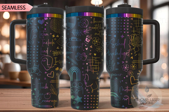 School Psychologist Tumbler Wrap SVG | 40oz Laser Engraving File | Rotary Ready Digital Design | Career Gift SVG