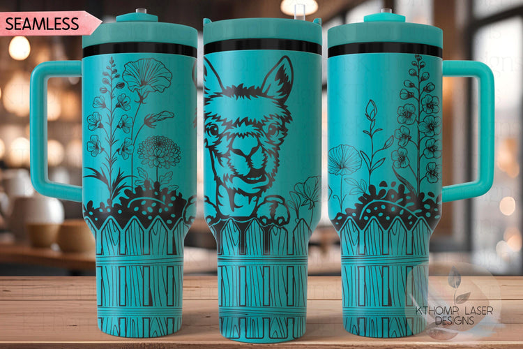 Peeking Llama Tumbler Wrap SVG | 40oz Laser Engraving File | Rotary Ready Digital Design | Western Farm SVG