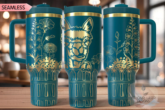 Peeking Llama Tumbler Wrap SVG | 40oz Laser Engraving File | Rotary Ready Digital Design | Western Farm SVG