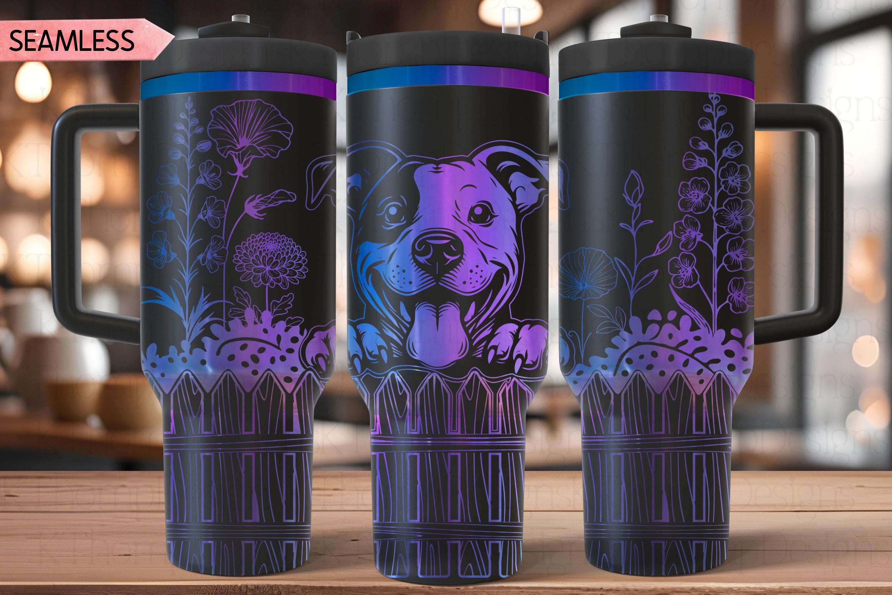 Peeking American Pit Bull Tumbler Wrap SVG | 40oz Laser Engraving File | Rotary Ready Digital Design | Pet Lover Gift