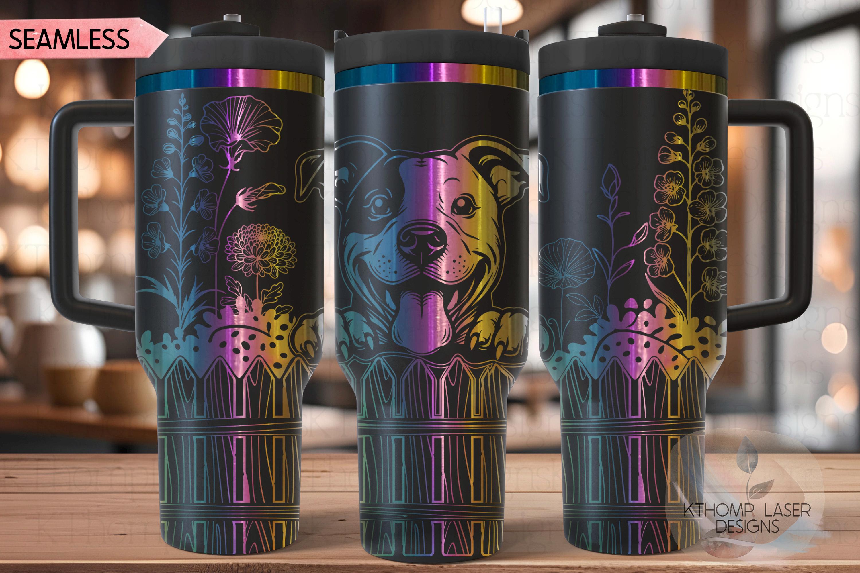 Peeking American Pit Bull Tumbler Wrap SVG | 40oz Laser Engraving File | Rotary Ready Digital Design | Pet Lover Gift