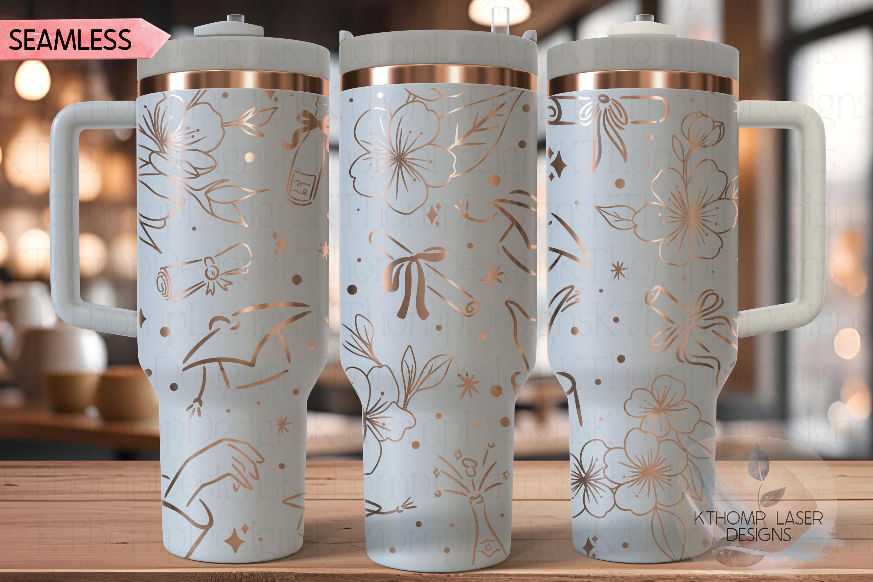 Floral Graduation Tumbler Wrap SVG | 40oz Laser Engraving File | Rotary Ready Digital Design | Graduation Wedding SVG