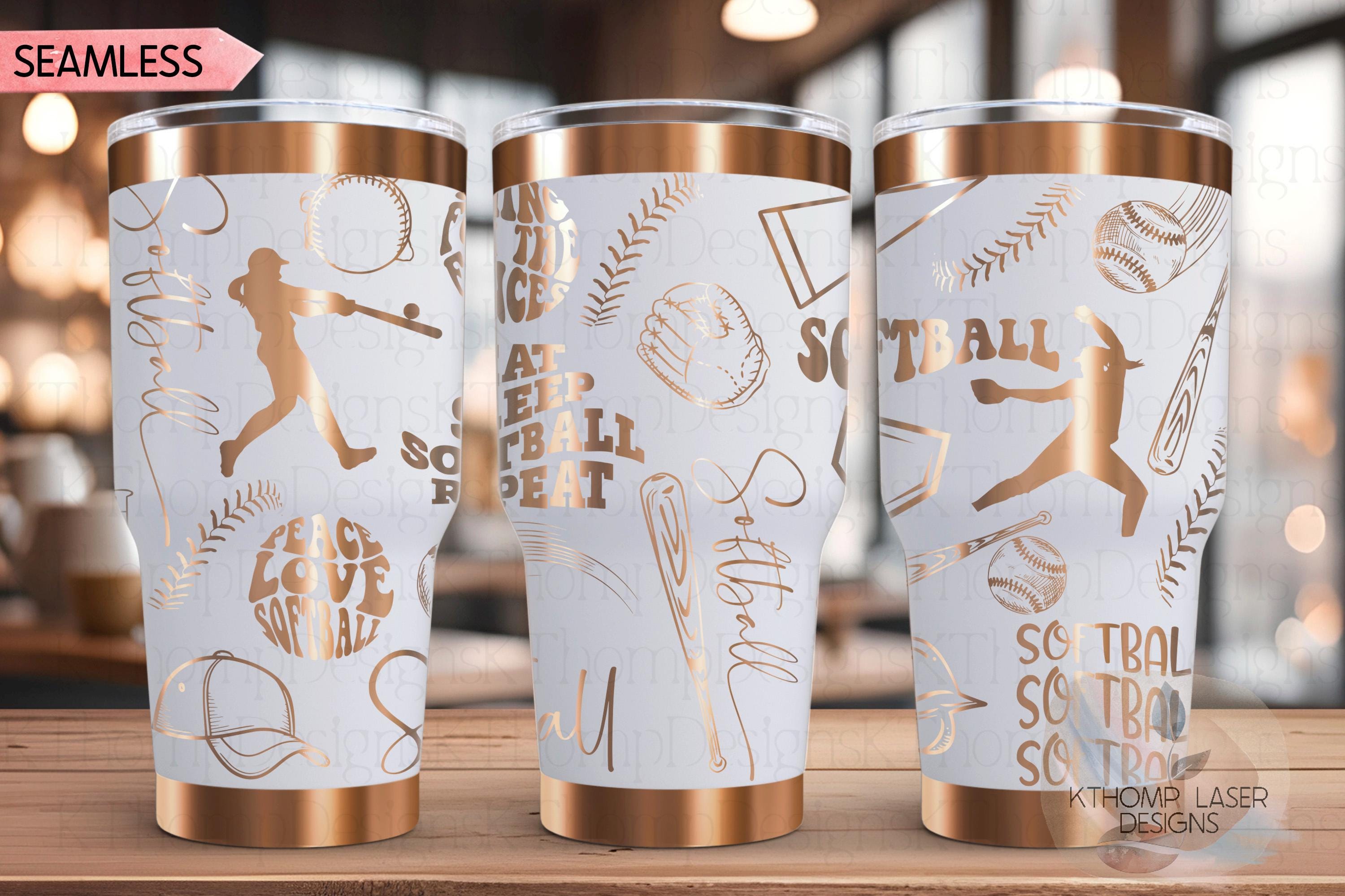 Softball Sports Tumbler Wrap SVG | 20oz and 30oz Laser Engraving File | Rotary Ready Digital Design | Sports Fan SVG