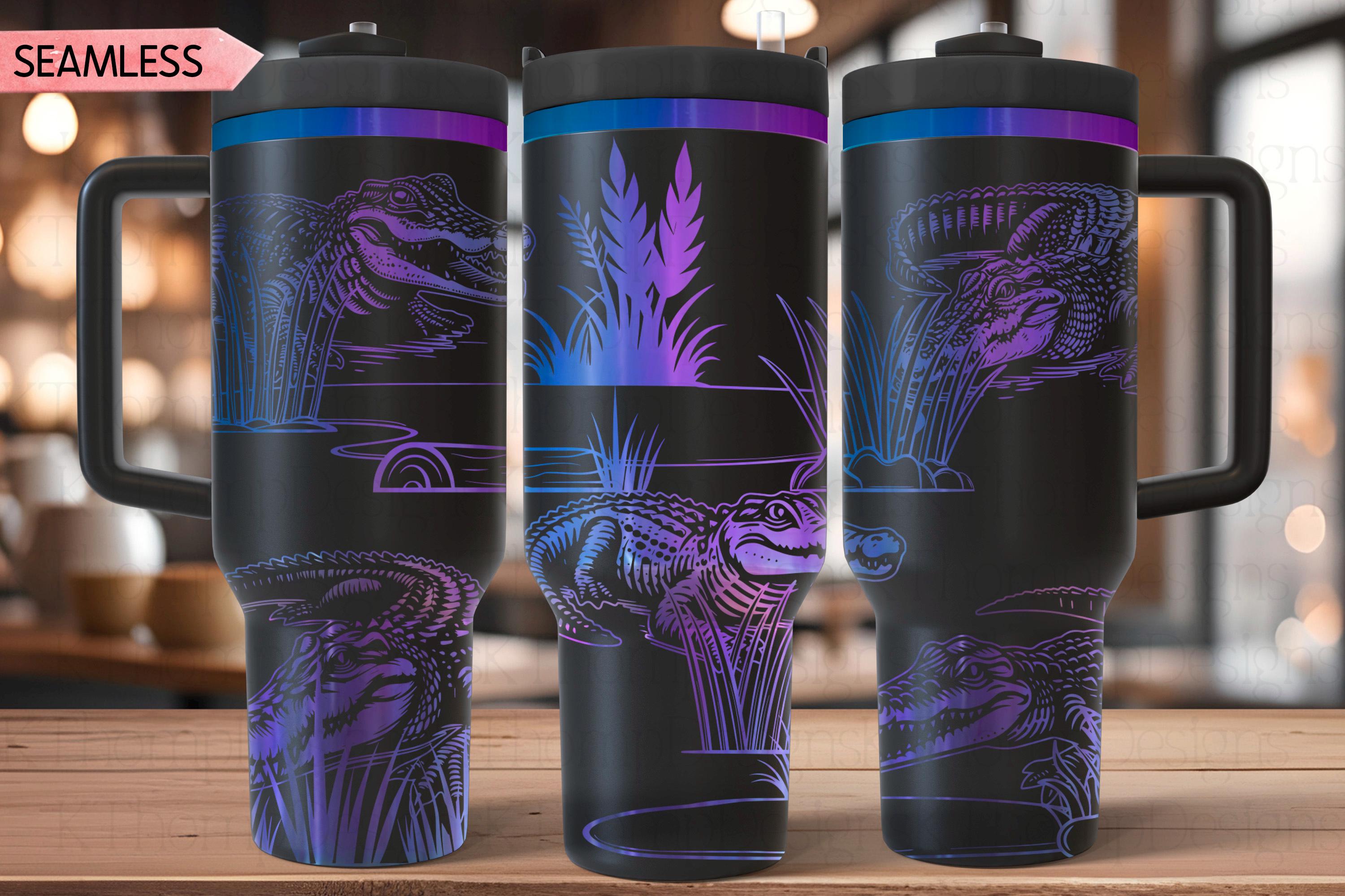 Alligators Tumbler Wrap SVG | 40oz Laser Engraving File | Rotary Ready Digital Design | Pet Lover Gift