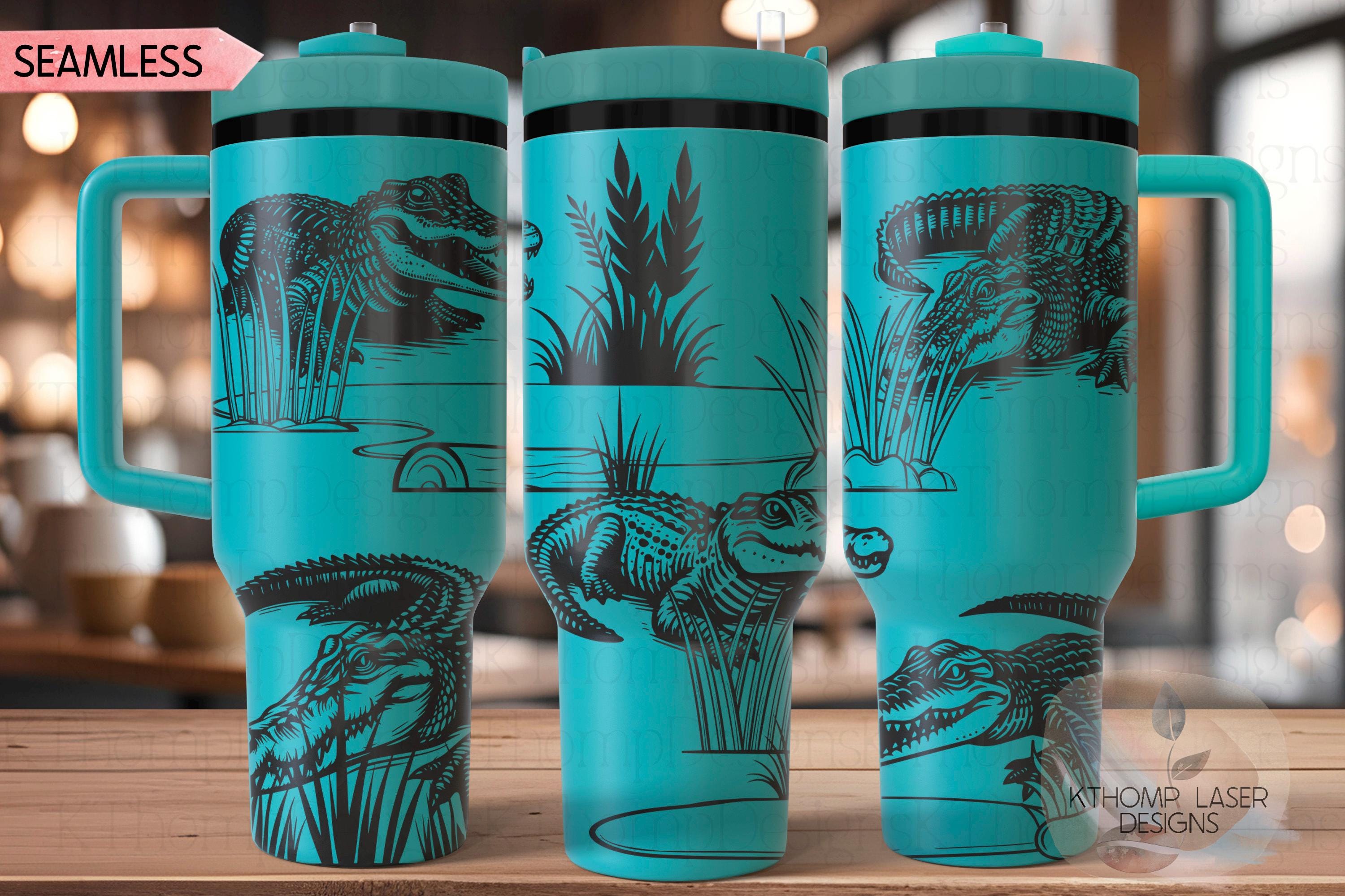 Alligators Tumbler Wrap SVG | 40oz Laser Engraving File | Rotary Ready Digital Design | Pet Lover Gift