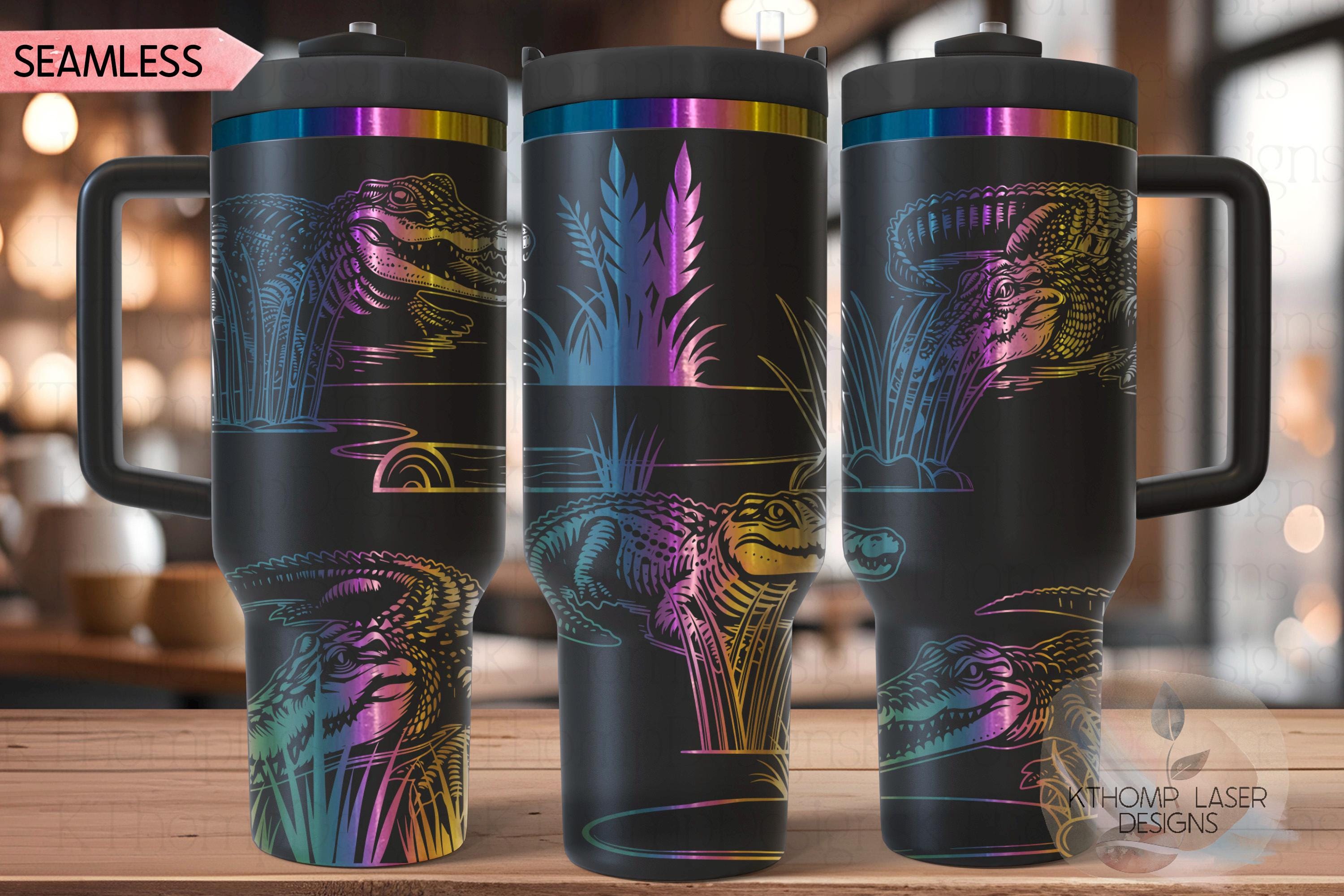 Alligators Tumbler Wrap SVG | 40oz Laser Engraving File | Rotary Ready Digital Design | Pet Lover Gift