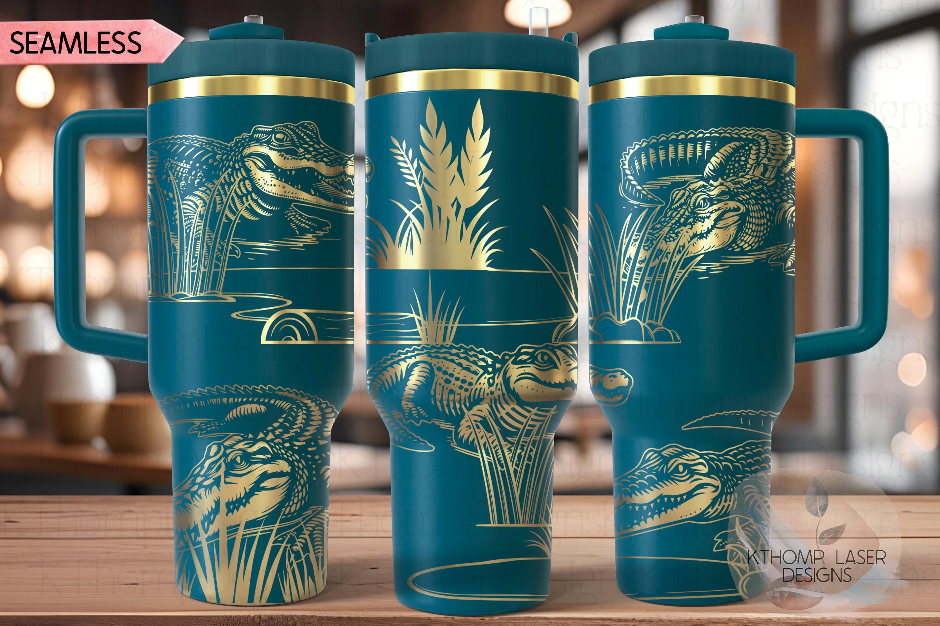 Alligators Tumbler Wrap SVG | 40oz Laser Engraving File | Rotary Ready Digital Design | Pet Lover Gift