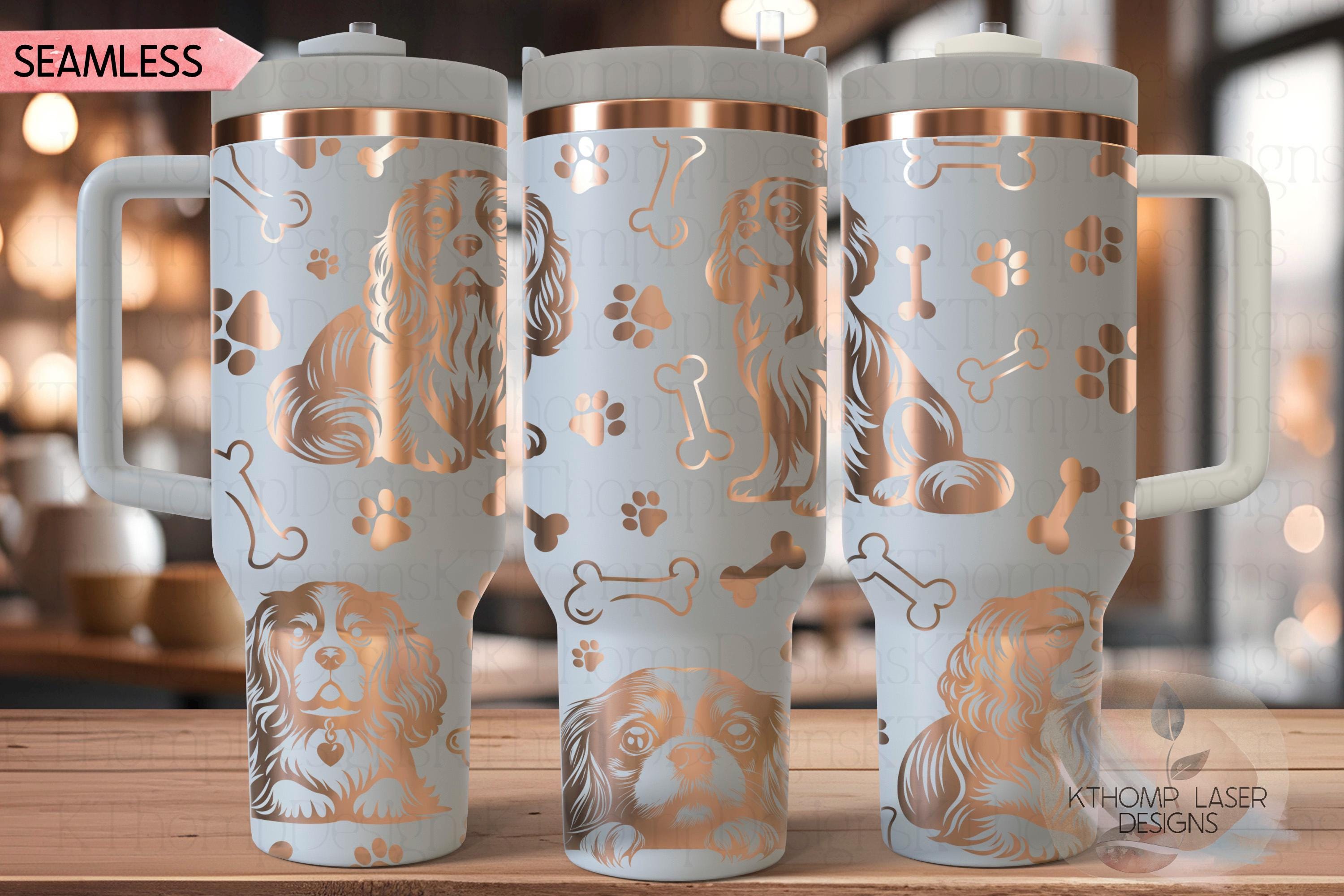 Cavalier King Charles Tumbler Wrap SVG | 40oz Laser Engraving File | Rotary Ready Digital Design | Pet Lover Gift