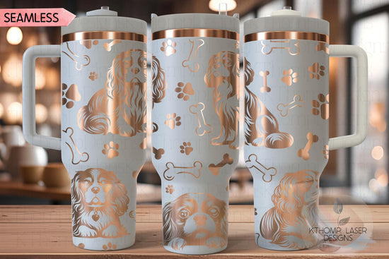 Cavalier King Charles Tumbler Wrap SVG | 40oz Laser Engraving File | Rotary Ready Digital Design | Pet Lover Gift