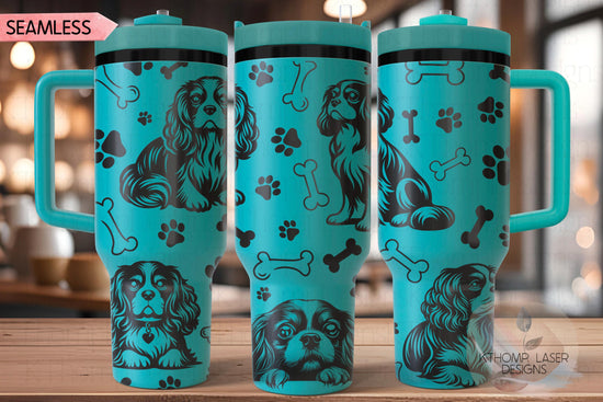 Cavalier King Charles Tumbler Wrap SVG | 40oz Laser Engraving File | Rotary Ready Digital Design | Pet Lover Gift
