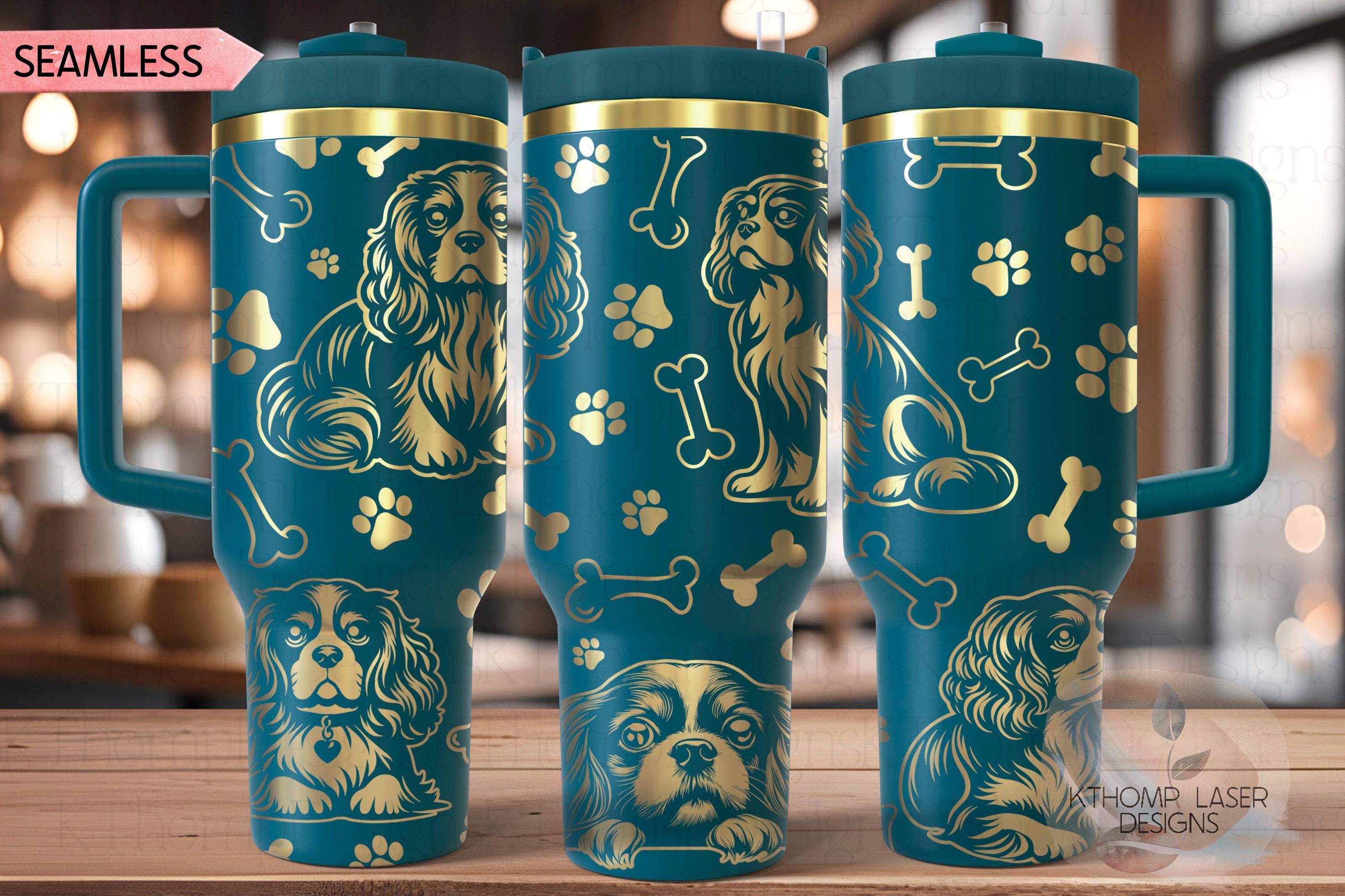 Cavalier King Charles Tumbler Wrap SVG | 40oz Laser Engraving File | Rotary Ready Digital Design | Pet Lover Gift