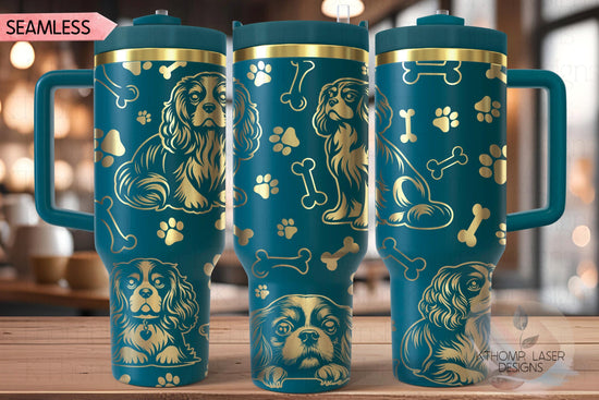 Cavalier King Charles Tumbler Wrap SVG | 40oz Laser Engraving File | Rotary Ready Digital Design | Pet Lover Gift