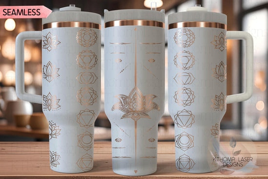 Yoga Chakras Tumbler Wrap SVG | 40oz Laser Engraving File | Rotary Ready Digital Design | Zodiac Boho SVG