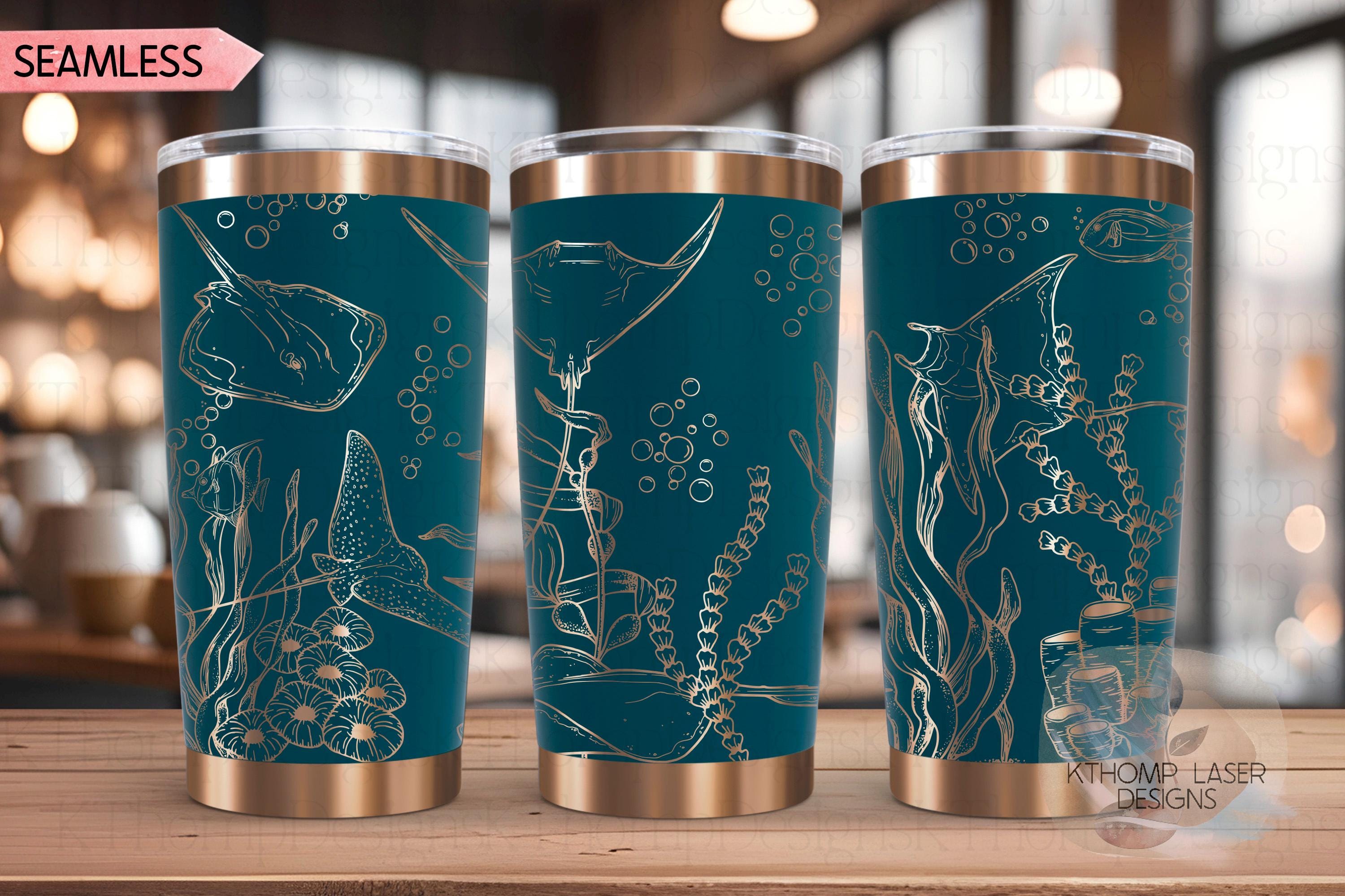 Stingrays Tumbler Wrap SVG | 20oz and 30oz Laser Engraving File | Rotary Ready Digital Design | Ocean Nautical SVG