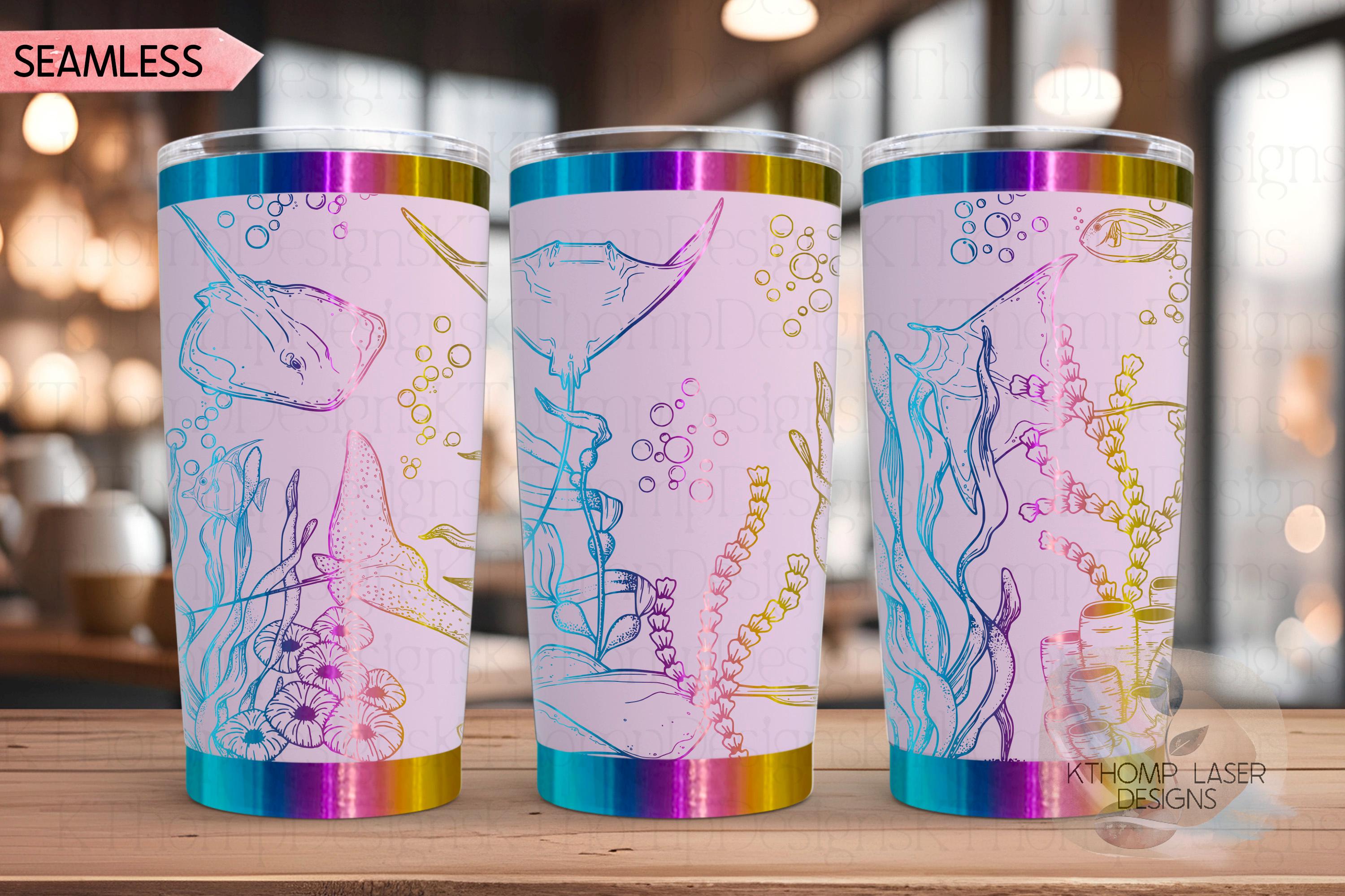 Stingrays Tumbler Wrap SVG | 20oz and 30oz Laser Engraving File | Rotary Ready Digital Design | Ocean Nautical SVG
