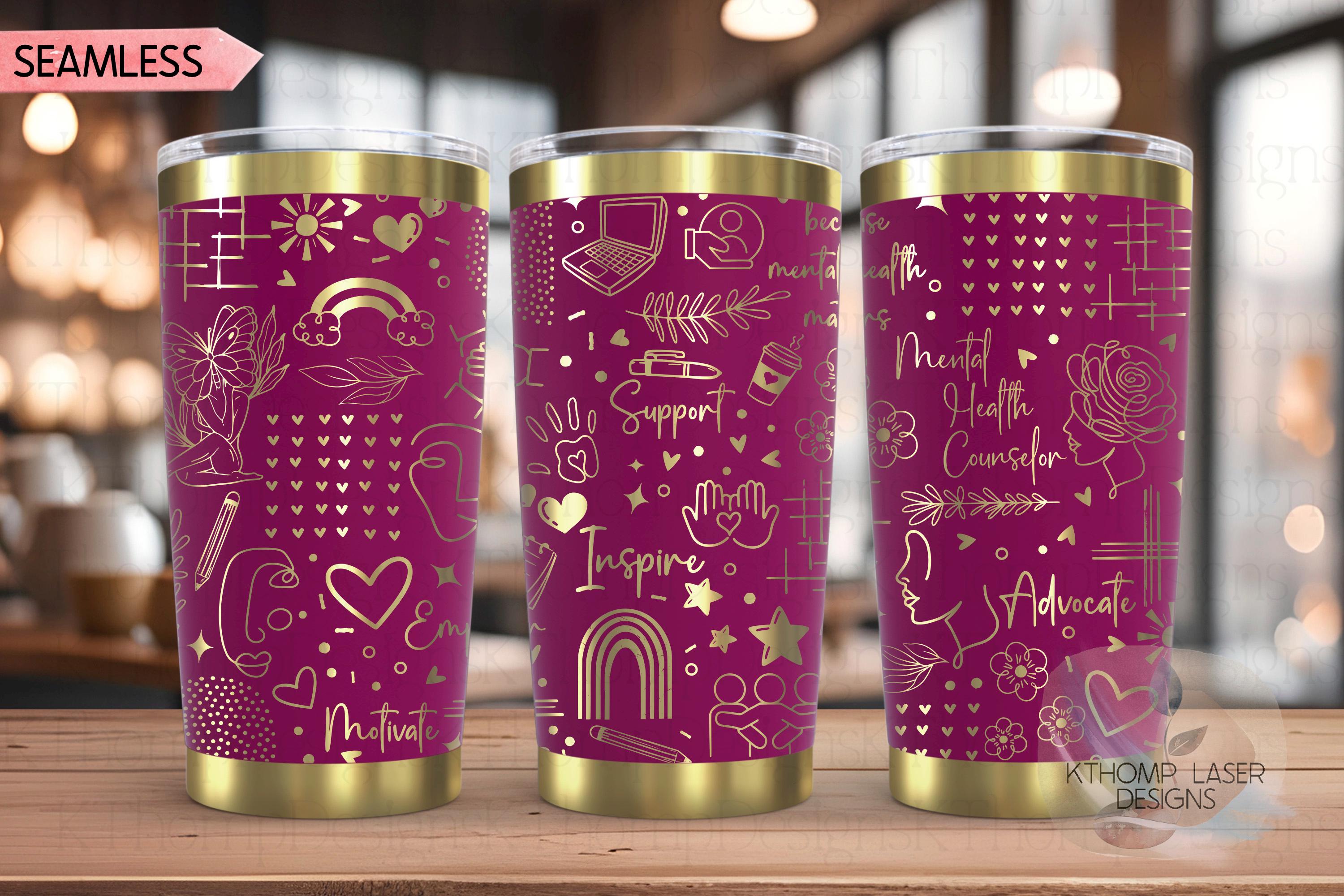 Mental Health Counselor Tumbler Wrap SVG | 20oz and 30oz Laser Engraving File | Rotary Ready Digital Design | Career Gift SVG