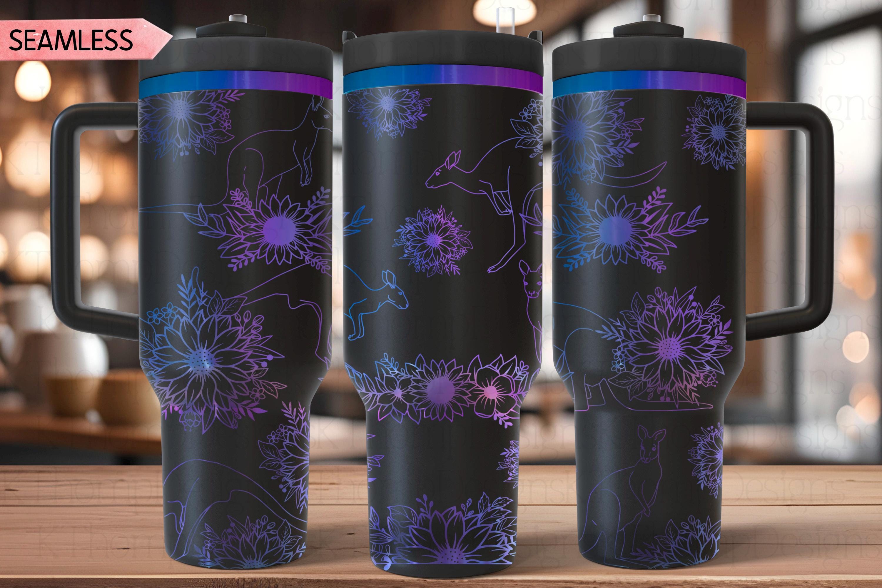 Kangaroos & Sunflowers Tumbler Wrap SVG | 40oz Laser Engraving File | Rotary Ready Digital Design | Pet Lover Gift