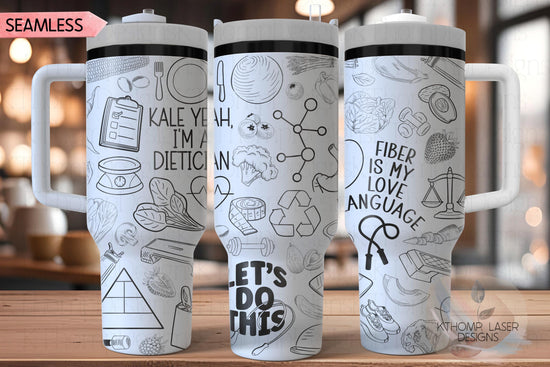 Registered Dietician Tumbler Wrap SVG, 40oz Laser Engraving File, Rotary Ready Digital Design, Career Gift SVG