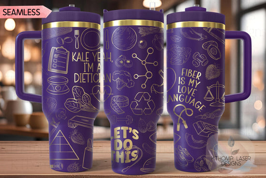 Registered Dietician Tumbler Wrap SVG, 40oz Laser Engraving File, Rotary Ready Digital Design, Career Gift SVG