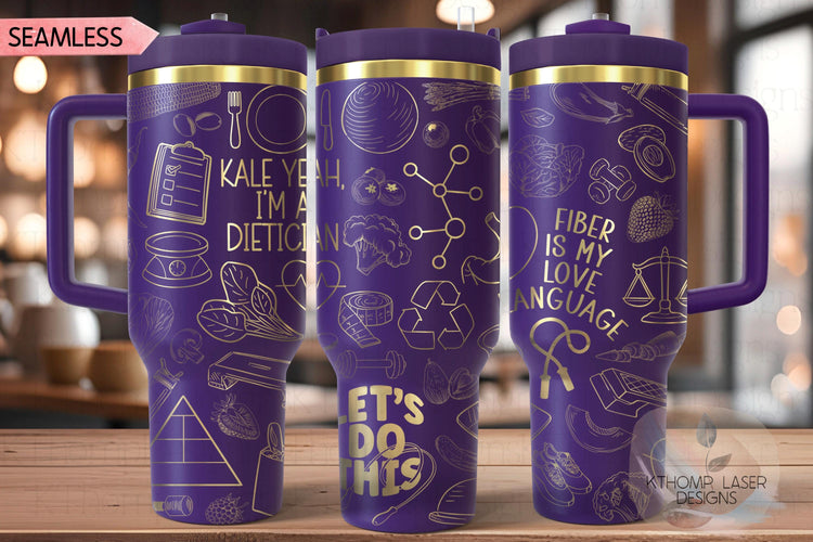 Registered Dietician Tumbler Wrap SVG, 40oz Laser Engraving File, Rotary Ready Digital Design, Career Gift SVG