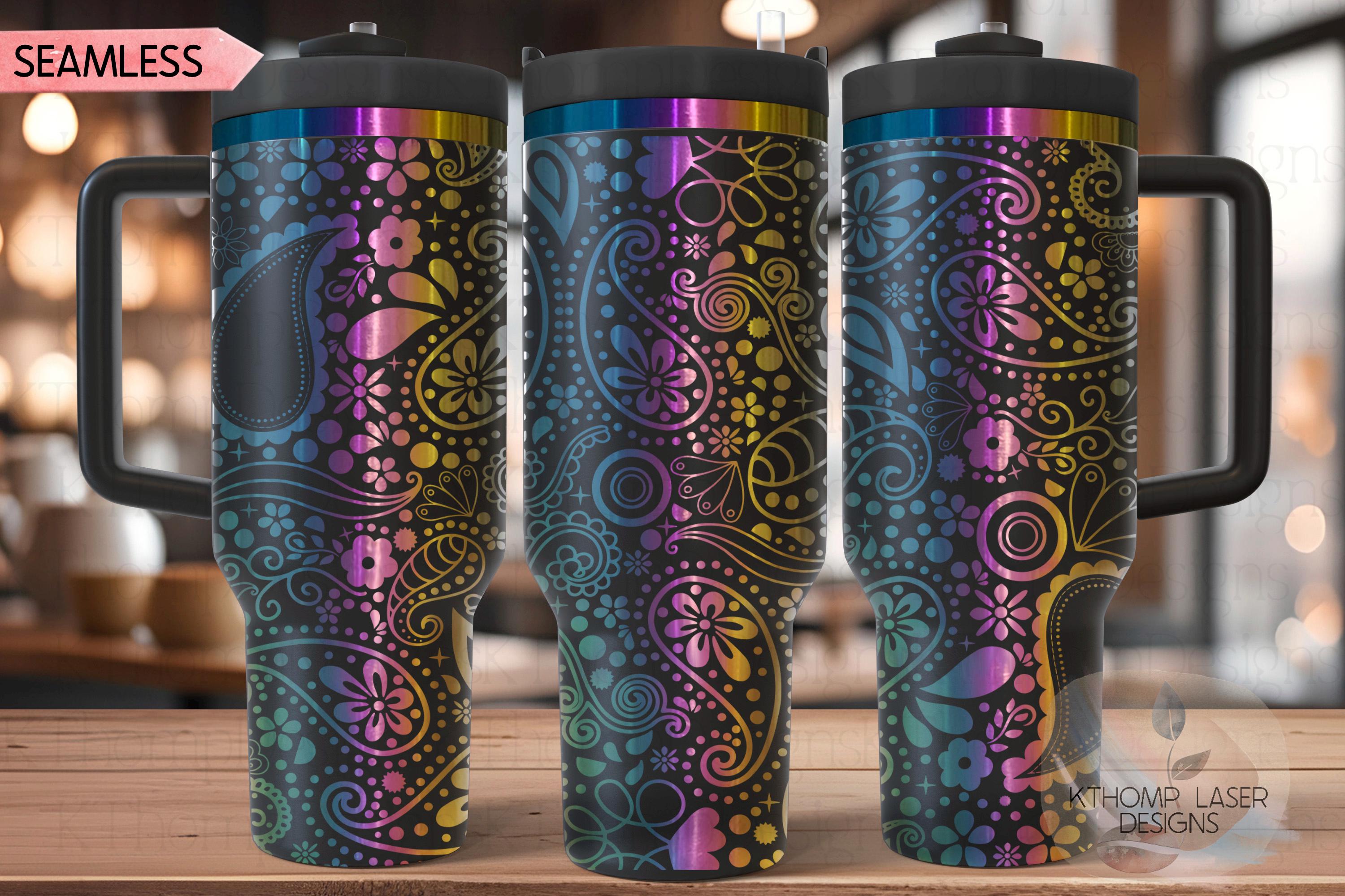 Paisley Pattern Tumbler Wrap SVG, 40oz Laser Engraving File, Rotary Ready Digital Background SVG