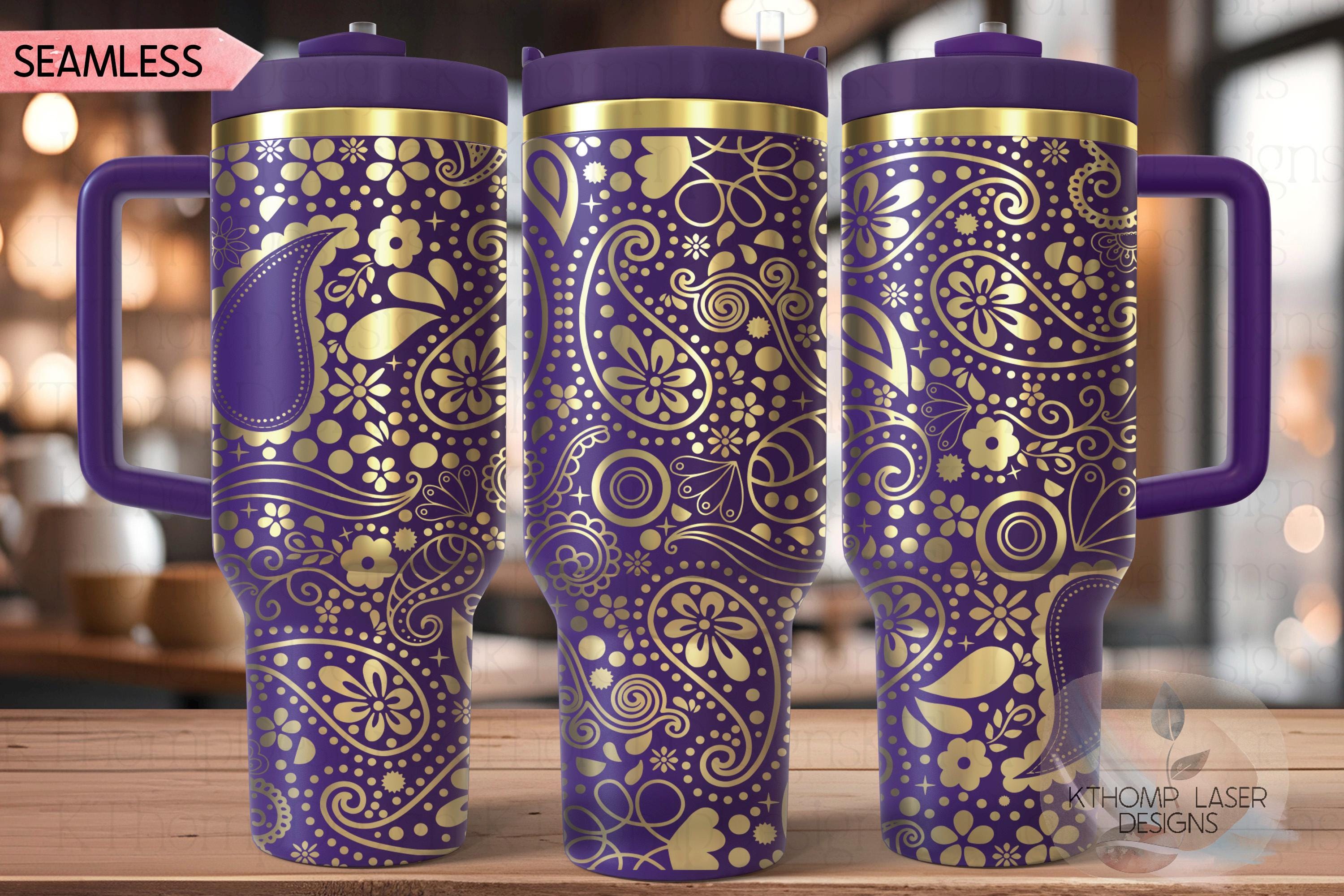 Paisley Pattern Tumbler Wrap SVG, 40oz Laser Engraving File, Rotary Ready Digital Background SVG