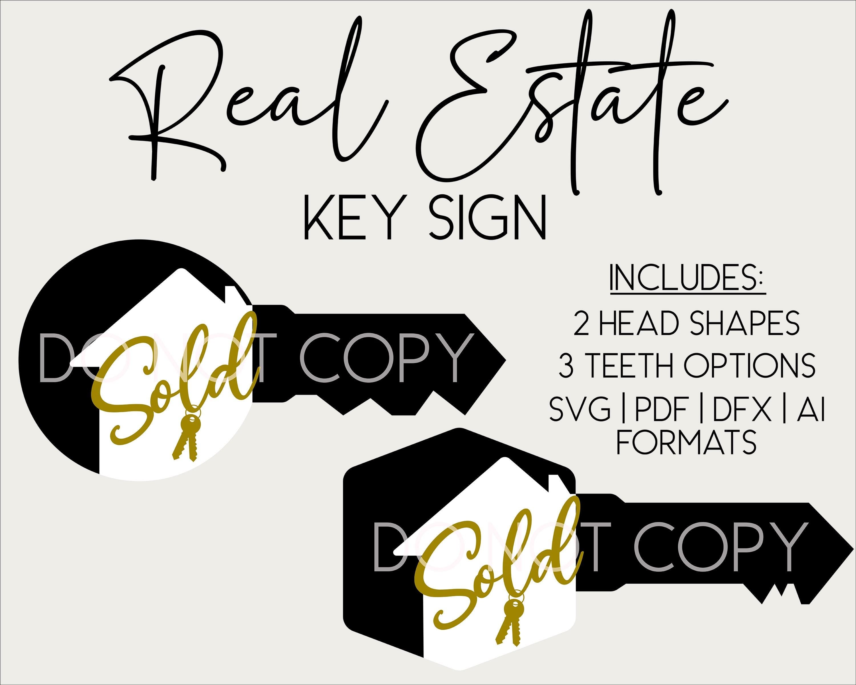 Real Estate Key Sign SVG, Oversized Laser Cut Key Prop, Two Piece Real Estate Sign, Photo Prop, Instant Digital Download, Laser Cut File