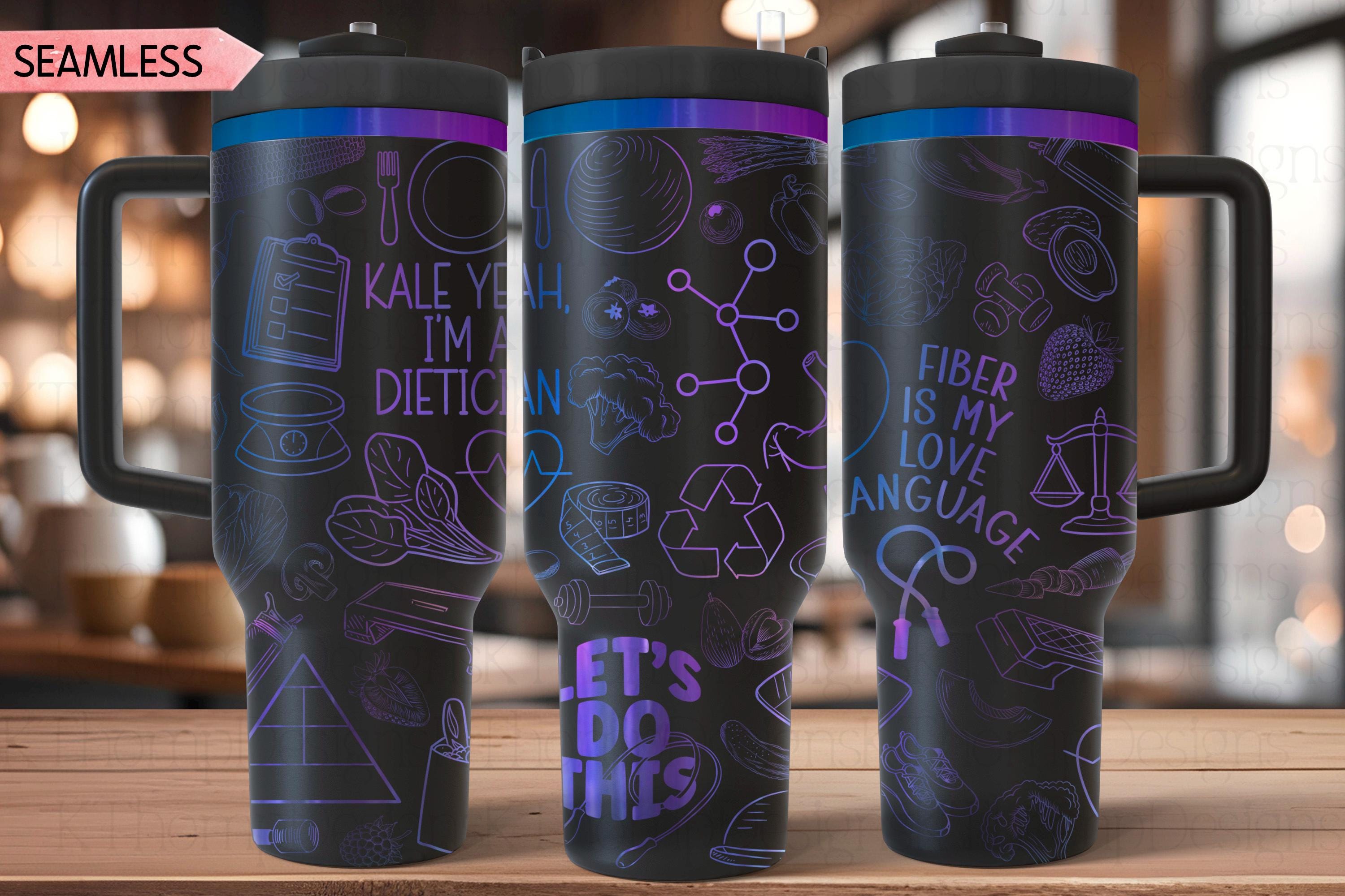 Registered Dietician Tumbler Wrap SVG, 40oz Laser Engraving File, Rotary Ready Digital Design, Career Gift SVG