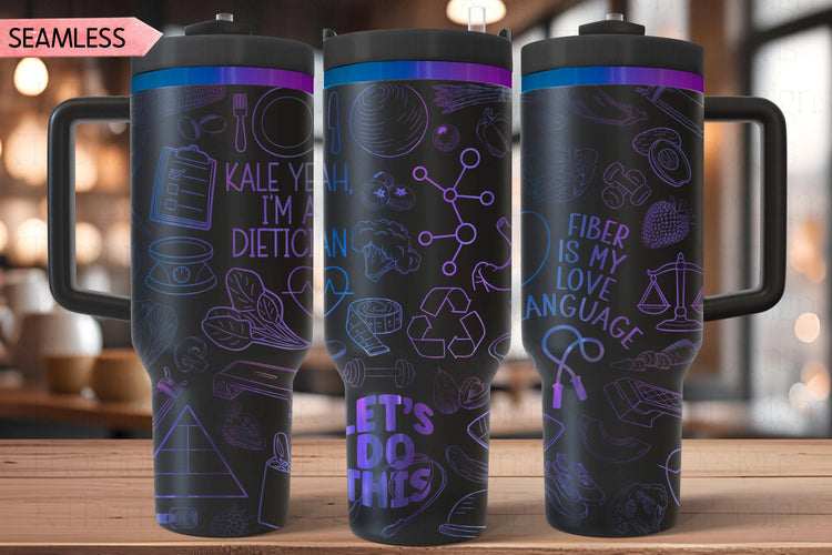 Registered Dietician Tumbler Wrap SVG, 40oz Laser Engraving File, Rotary Ready Digital Design, Career Gift SVG