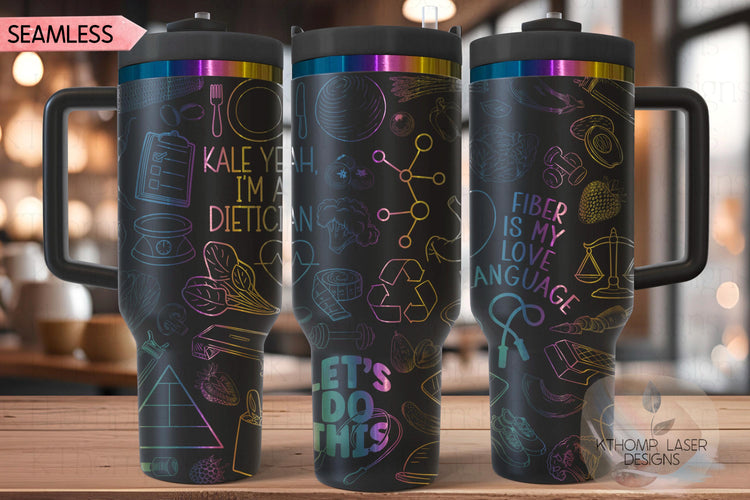 Registered Dietician Tumbler Wrap SVG, 40oz Laser Engraving File, Rotary Ready Digital Design, Career Gift SVG