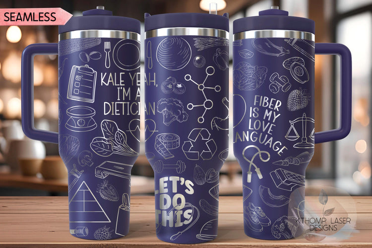 Registered Dietician Tumbler Wrap SVG, 40oz Laser Engraving File, Rotary Ready Digital Design, Career Gift SVG