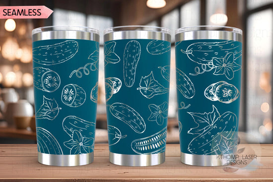 Floral Pickles Tumbler Wrap SVG, 20oz and 30oz Laser Engraving File, Rotary Ready Digital Design, Foodie SVG