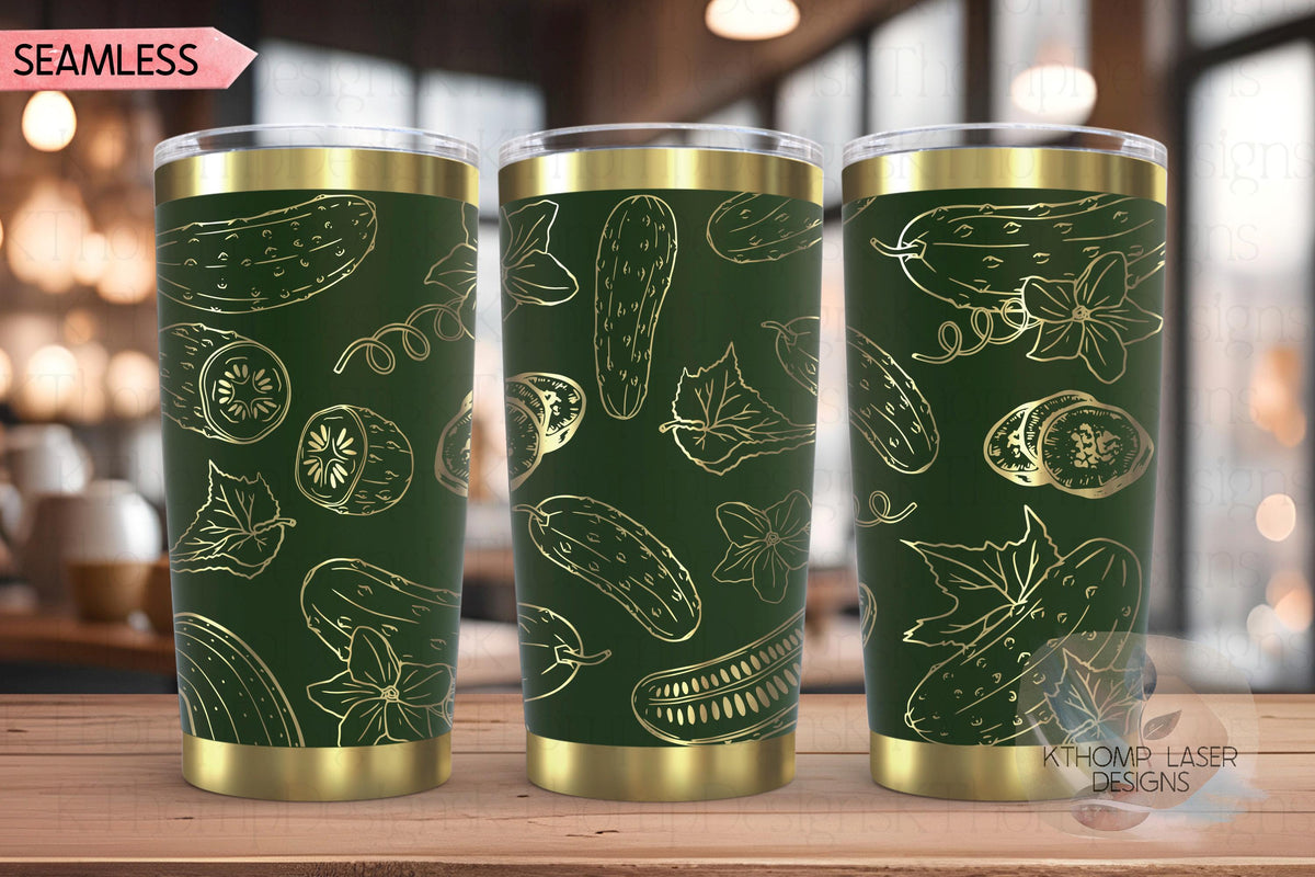Floral Pickles Tumbler Wrap SVG, 20oz and 30oz Laser Engraving File, Rotary Ready Digital Design, Foodie SVG